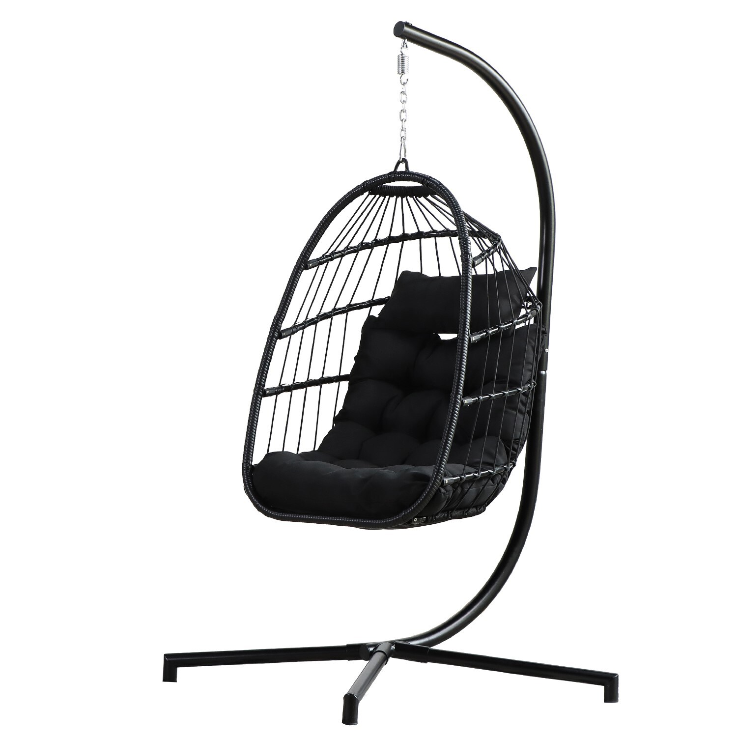 GZMR GR-W87480-RD Black Rope Hammock chair with Stand