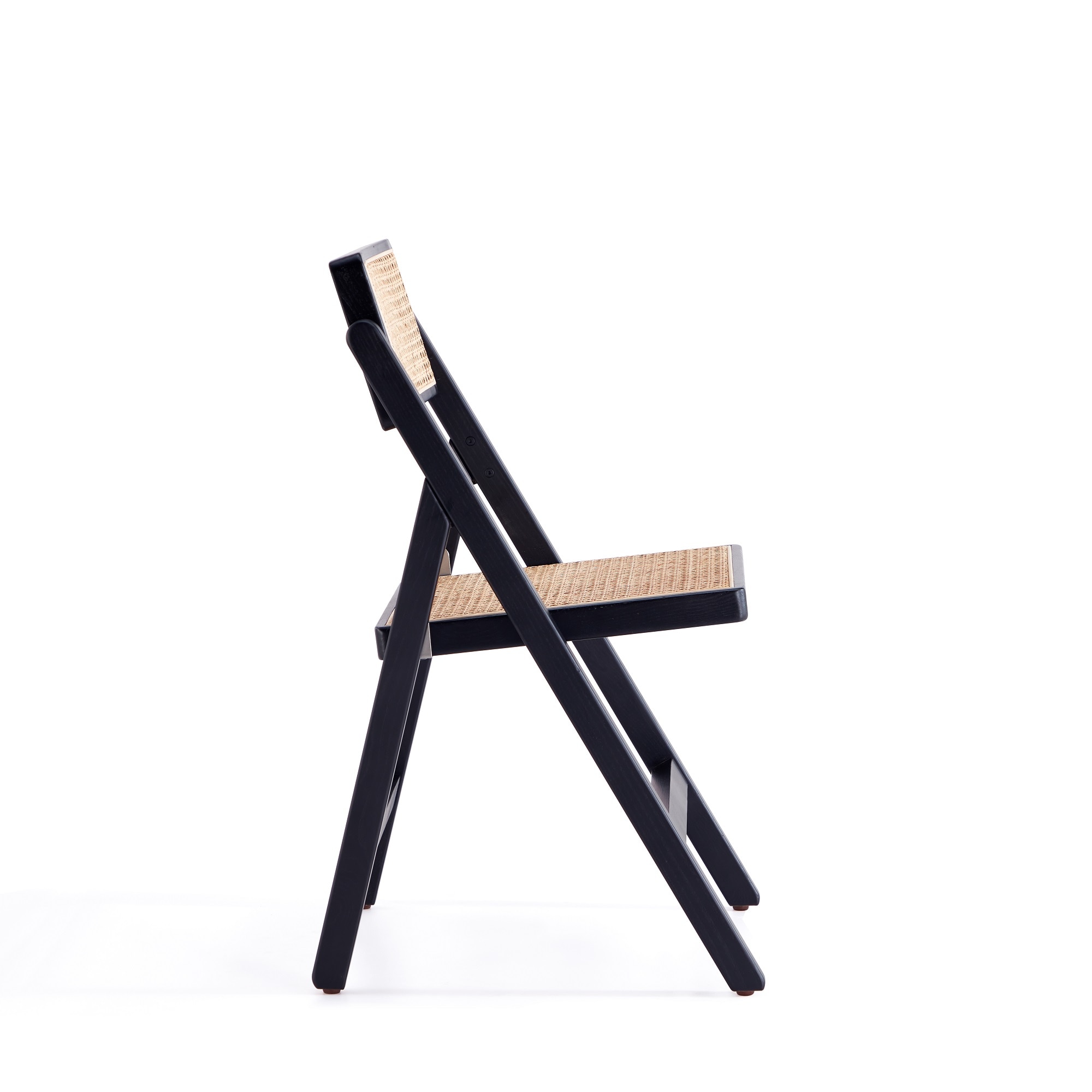 Black and Natural Cane High Folding Side Chair Set