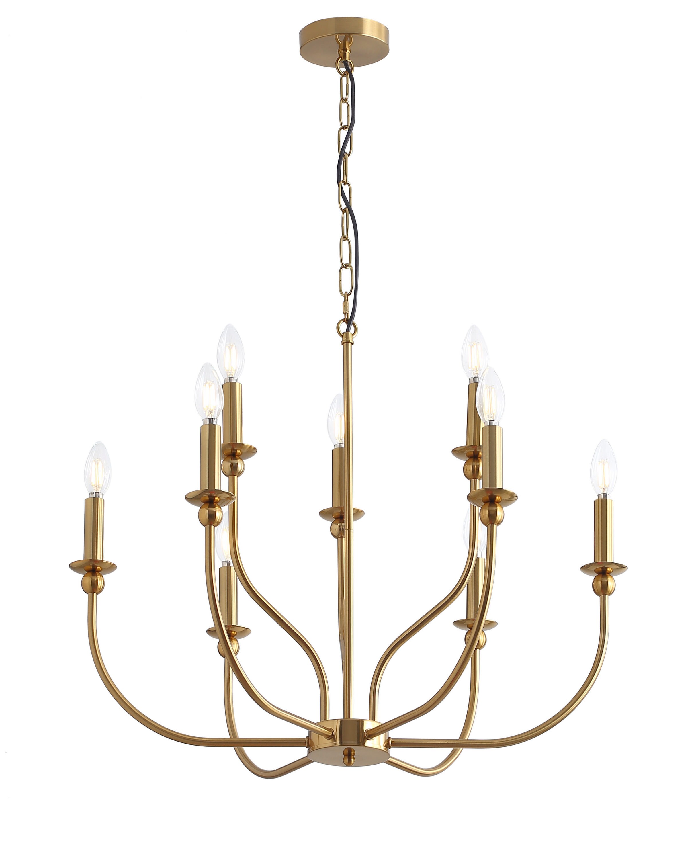 Aiwen 9-Light Gold Industrial Dry rated Chandelier in the Chandeliers ...