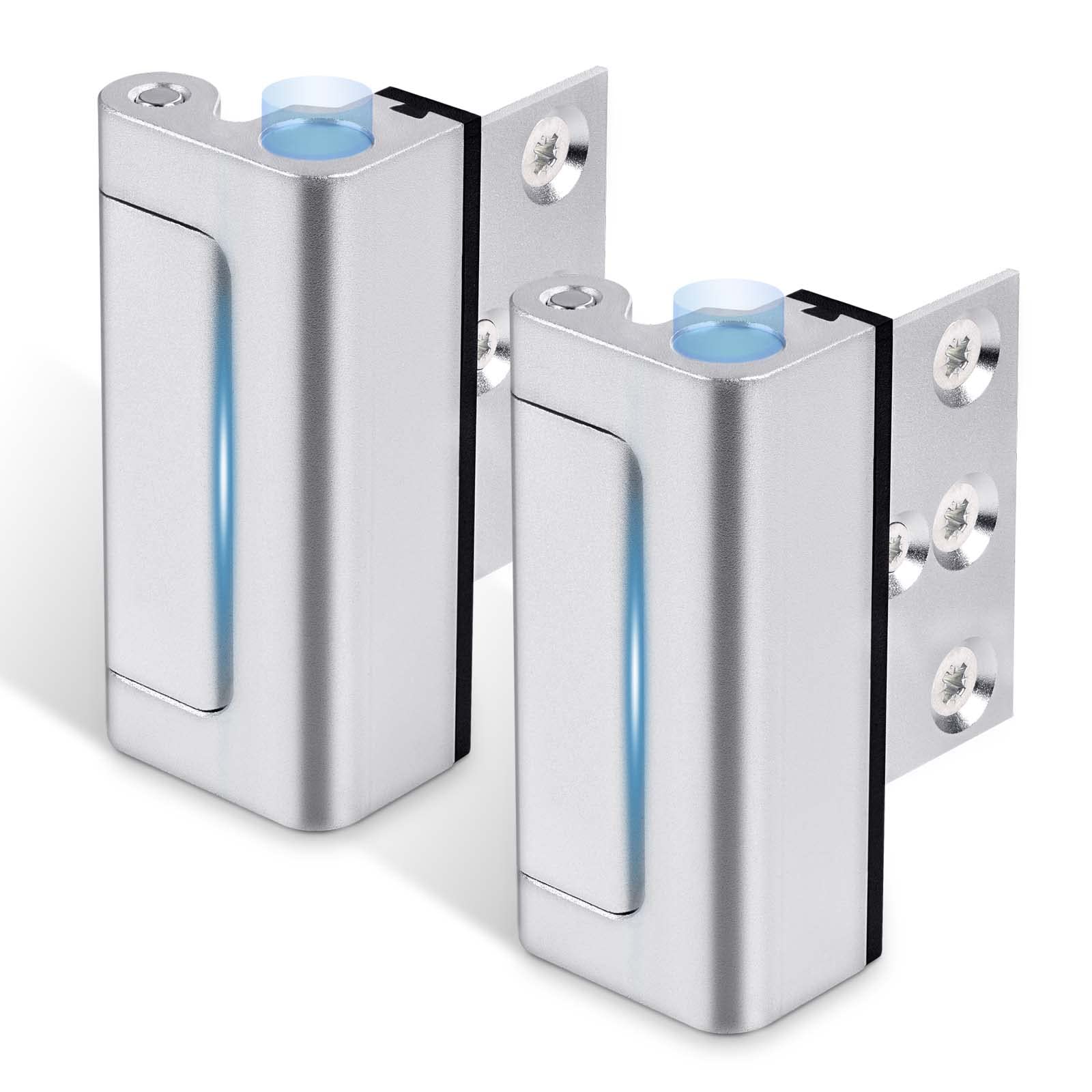 Etokfoks  Door Reinforcement Lock 2 Pack with Childproof Safety Latch for Inward Swinging Doors Aluminum Finish