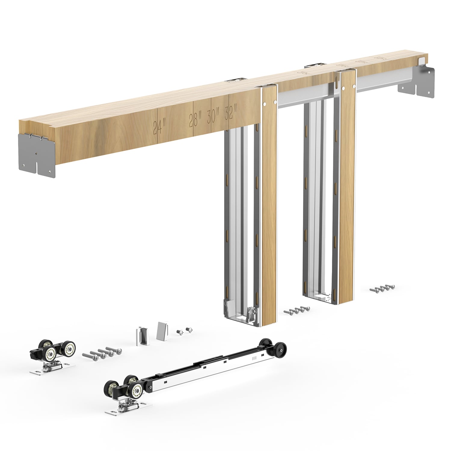 VEVOR Pocket Door Frame Kit 36in x 84in Pocket Door Kit Steel-Wrapped Studs For Home Doors Two-Way Soft Close Mechanism Smooth and Quiet Sliding Space-Saving Hidden Installation Adjustable Width