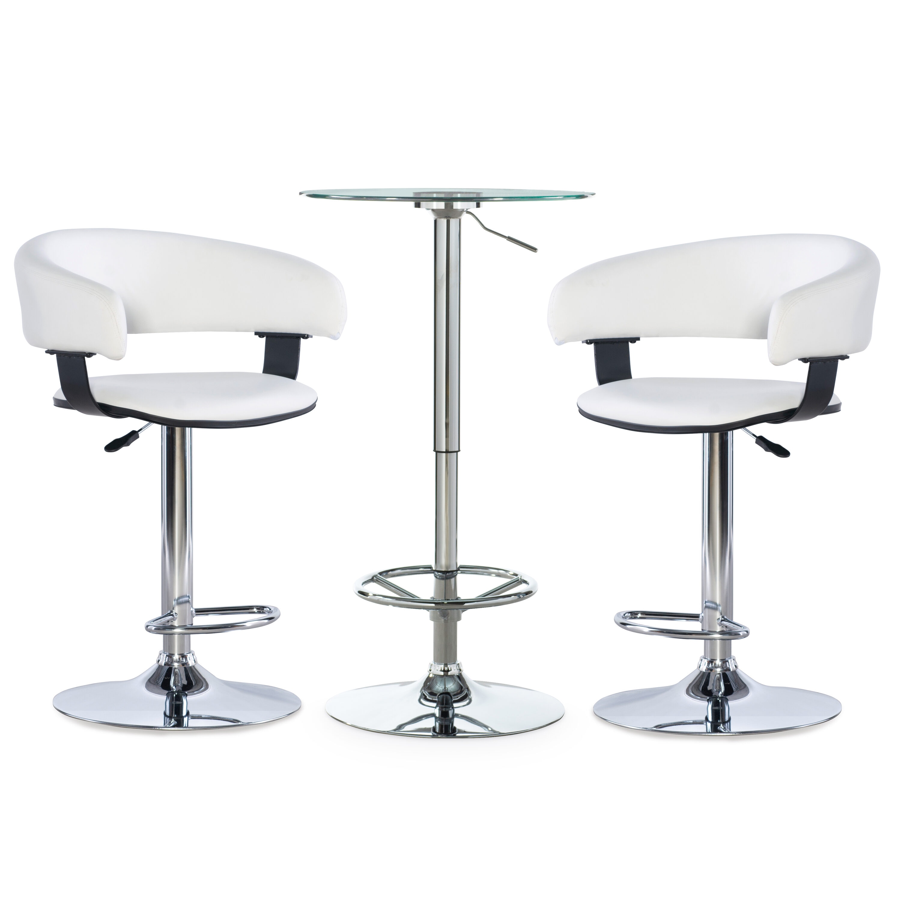 Linon PWLSS484 White Contemporary/Modern Dining Room Set with Round Table ( Seats 2 )