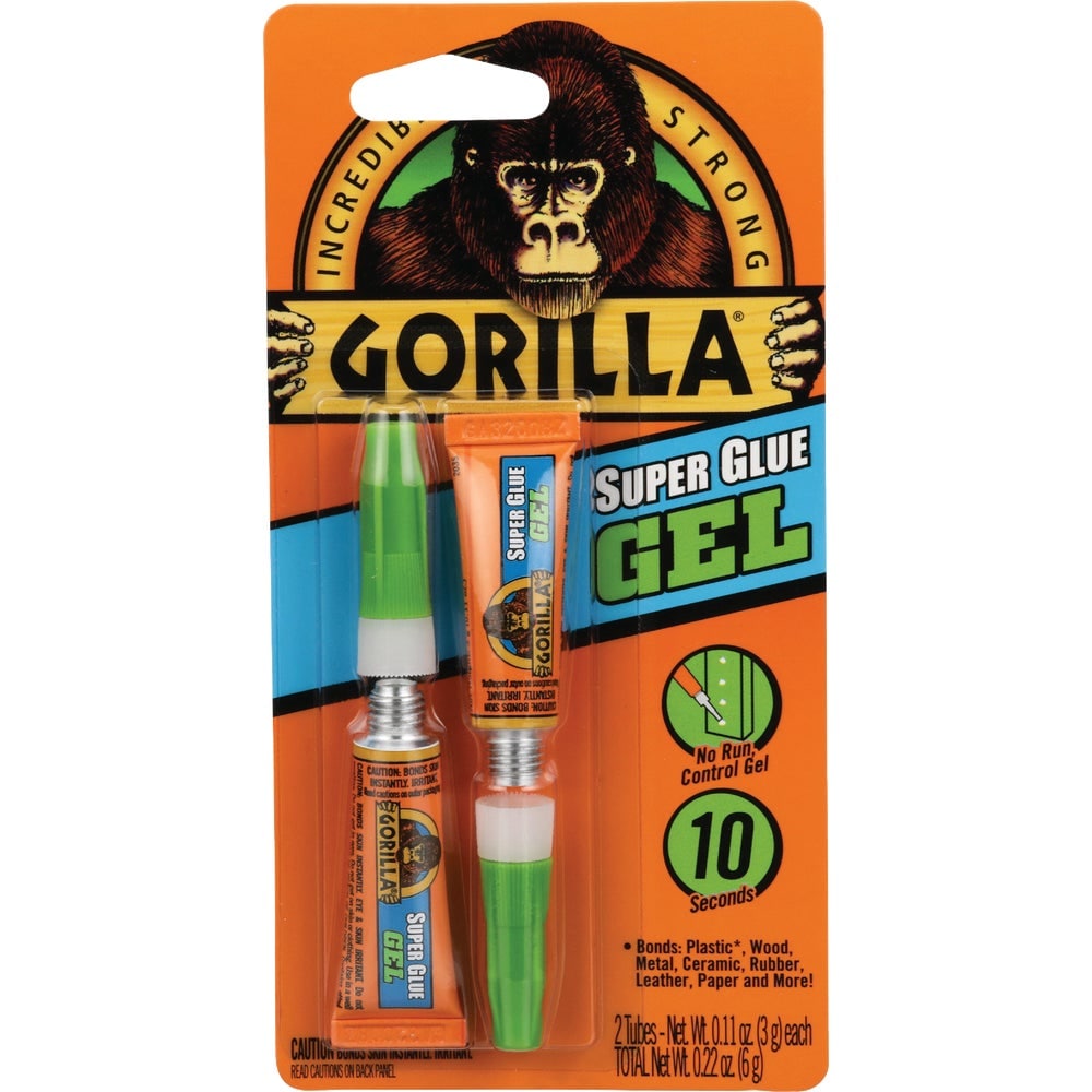 Gorilla 7820002-2 Super Glue Gel Clear Two 3 Gram Tubes Perfect for All Your Repair Needs