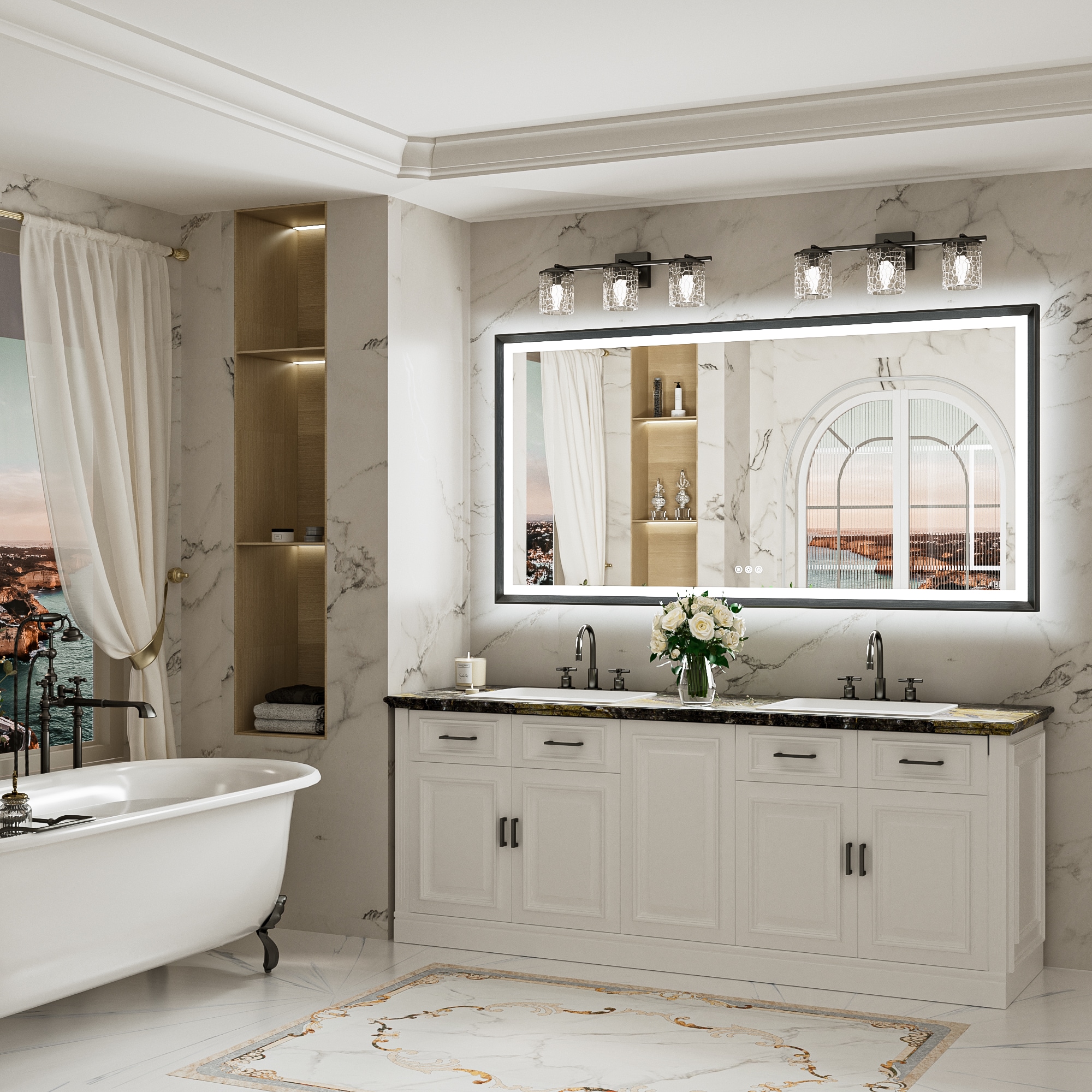 Keonjinn LW-ZBGSSW-18090BK Framed-Bath-Mirrors - View #2