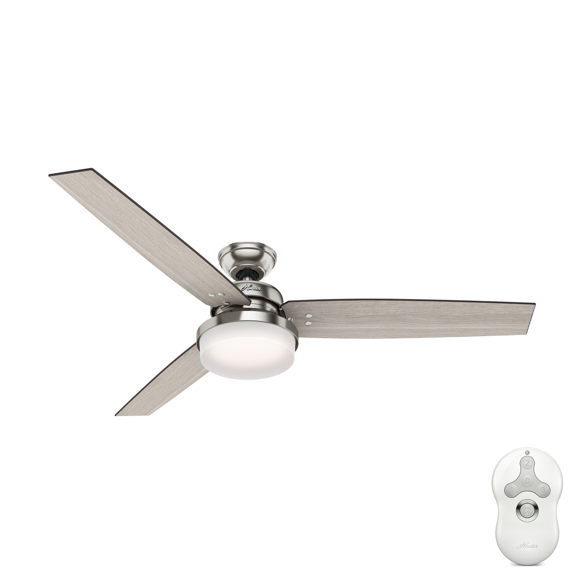 Ceiling Fan with Light 60 in LED Indoor Brushed Nickel Remote Control Reversible 