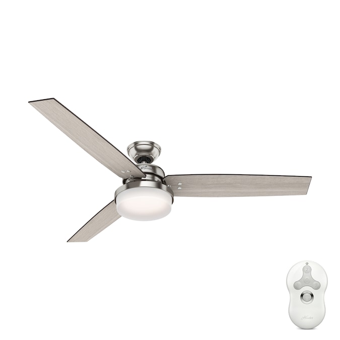 Hunter Sentinel 60 In Brushed Nickel, Nickel Ceiling Fan With White Blades