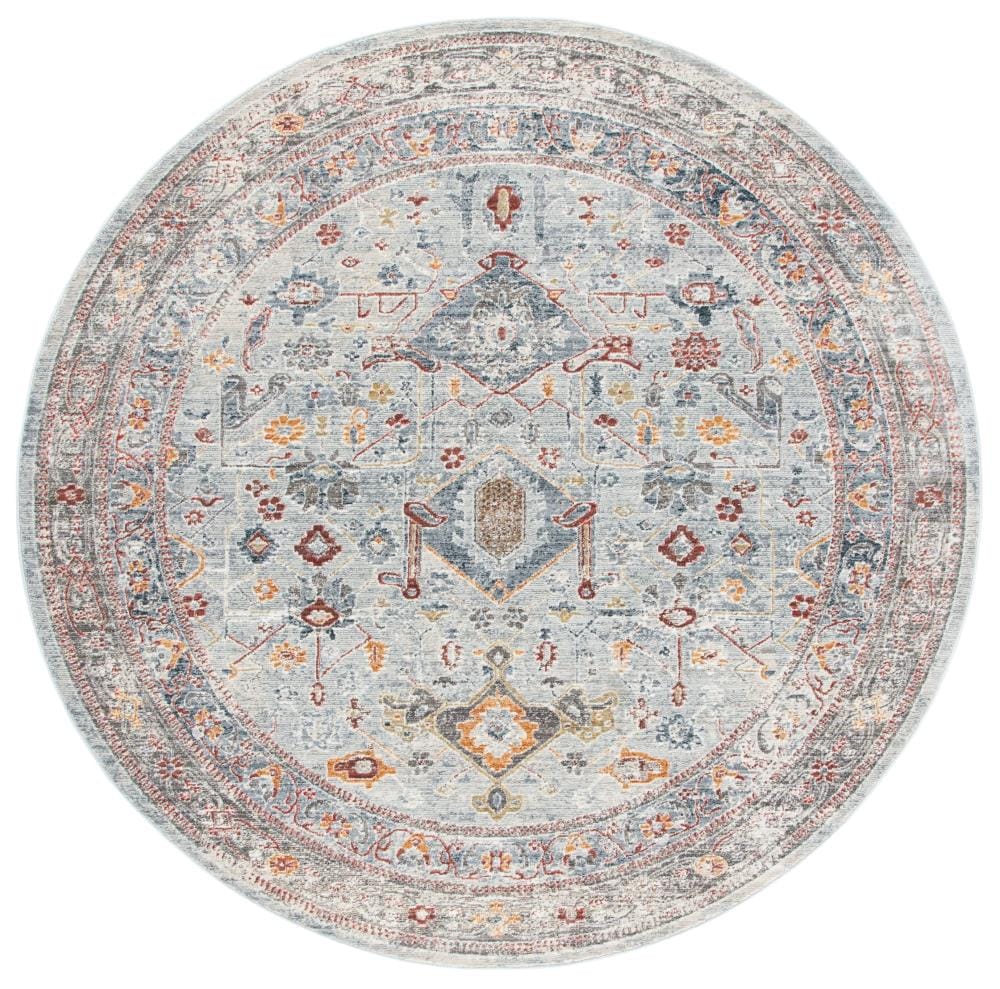 Safavieh HIS509F-7R History Appia 7 x 7 (ft) Loomed Polypropylene Light Gray/Rust Round Indoor Distressed/Overdyed Bohemian/Eclectic Area rug
