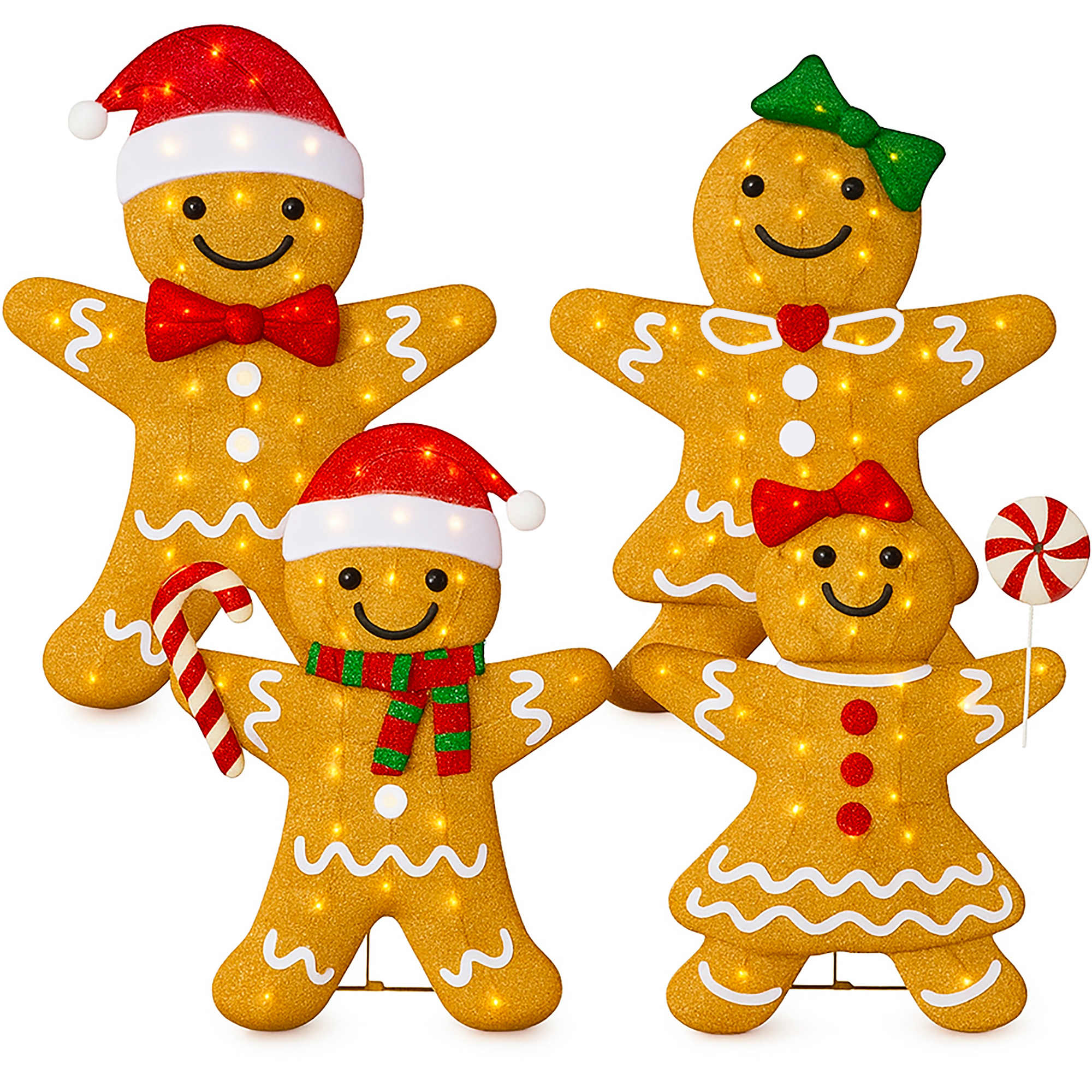 Best Choice Products 4pc Gingerbread Family 2D Christmas Yard