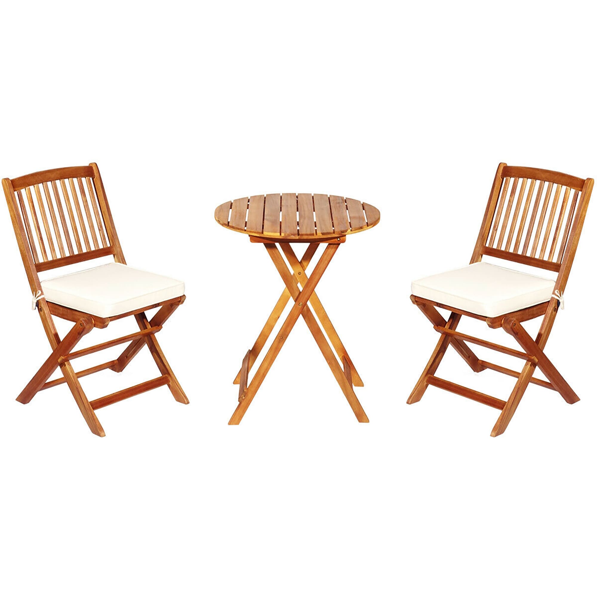 Forclover HYFW-875WH 3 -Piece Patio Conversation Set with White Cushions