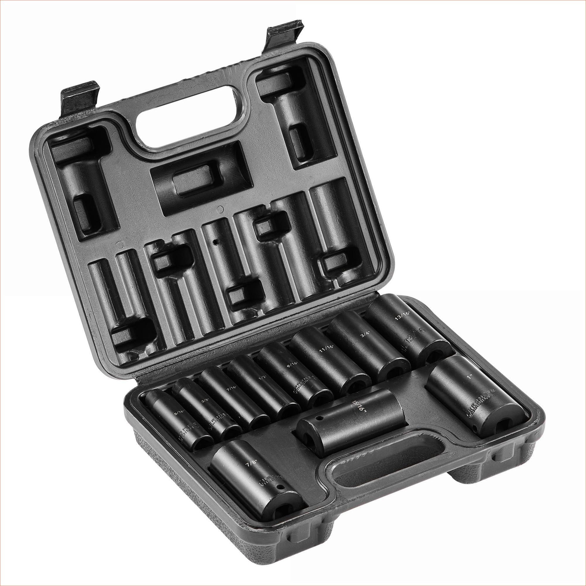 Watnature 11-Piece 6-Point 3or8in Drive Impact Sockets Set Carbon Black Steel Ratchet Tool Kit with Storage Case #FCYOZ90O4X0Q