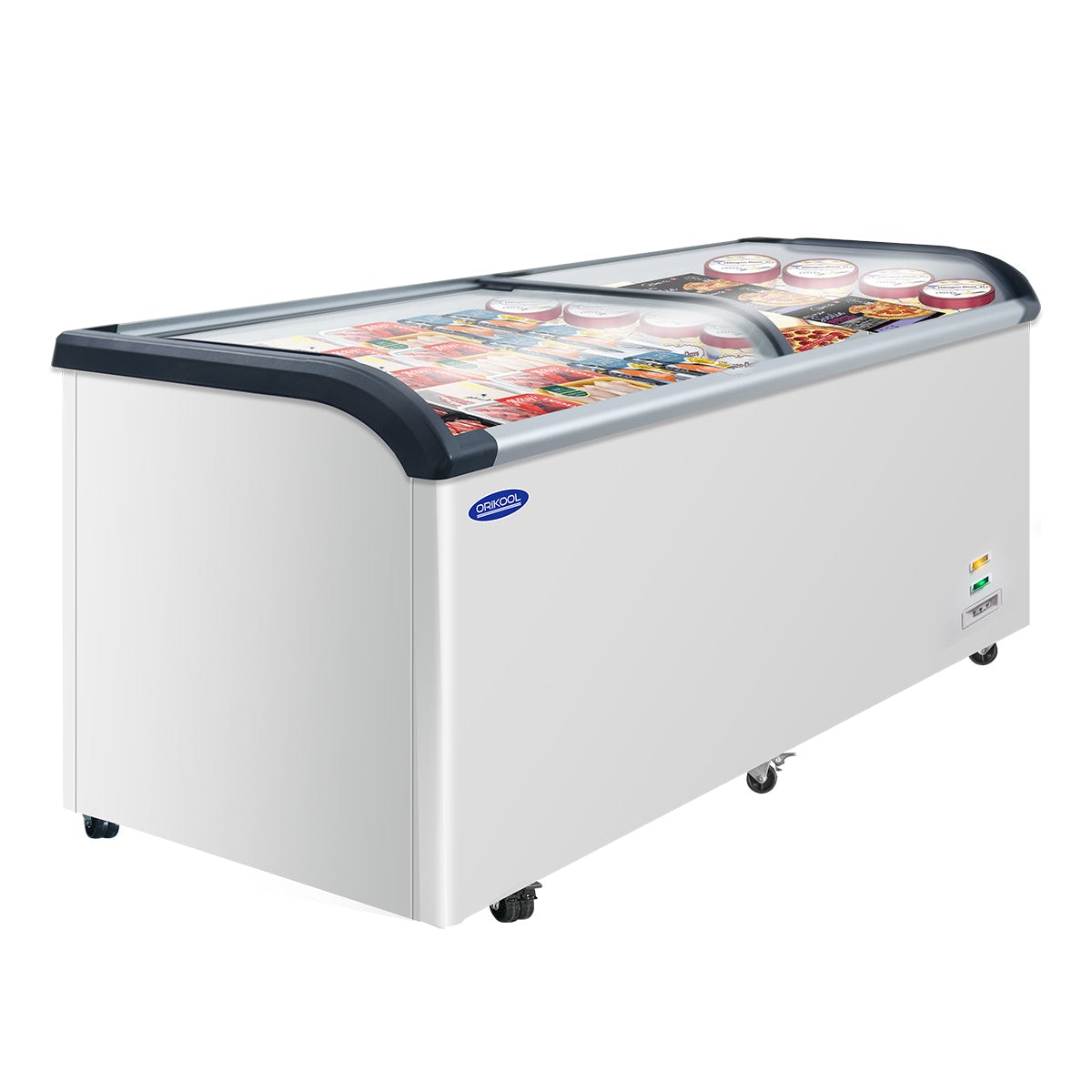PetriMins W2095126135 71 inch Commercial Curved Top Display Ice Cream Freezer Sliding Glass Door 19 cu ft