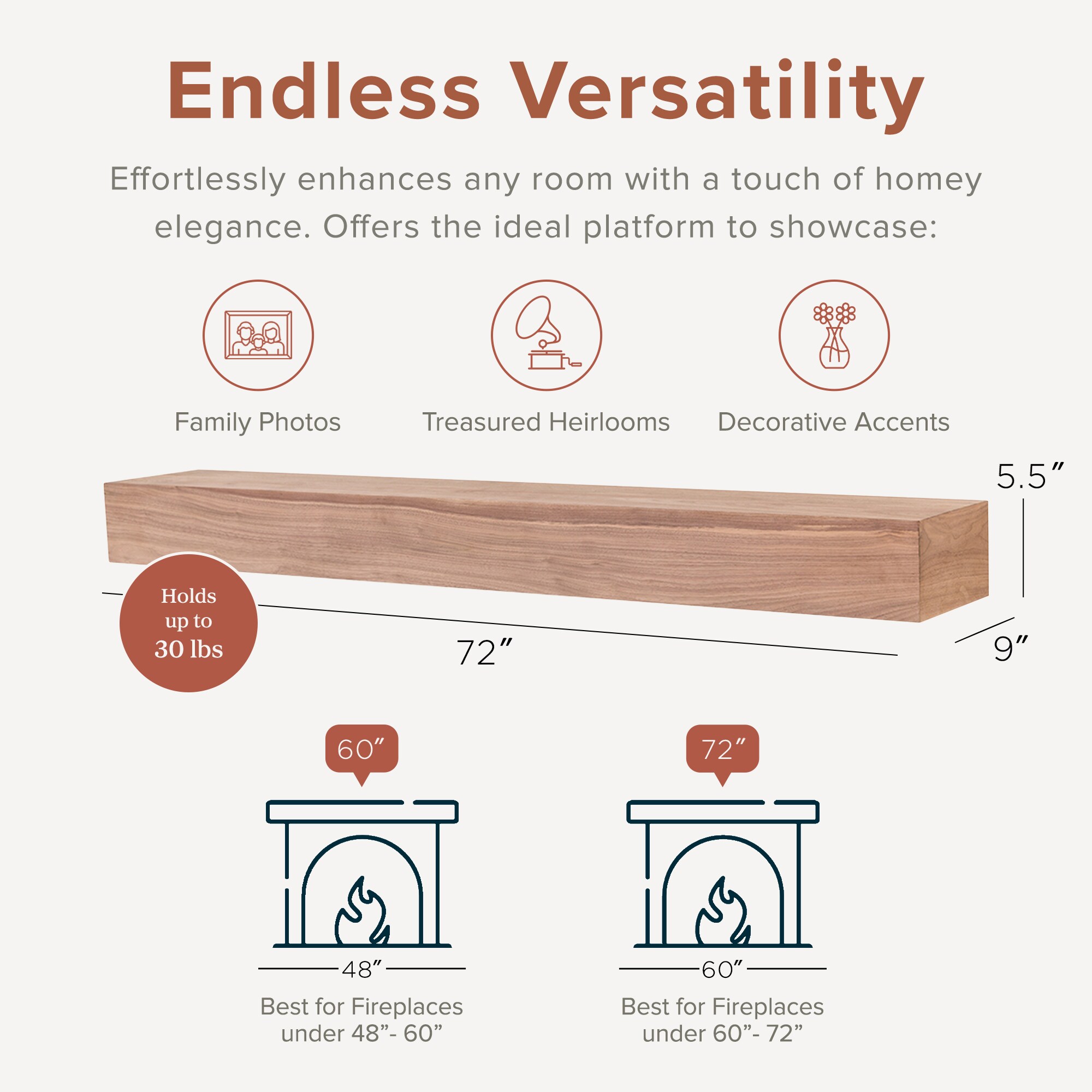 Modern Ember WALNUT-CREEK-72-UN Mantel-Shelves - View #6