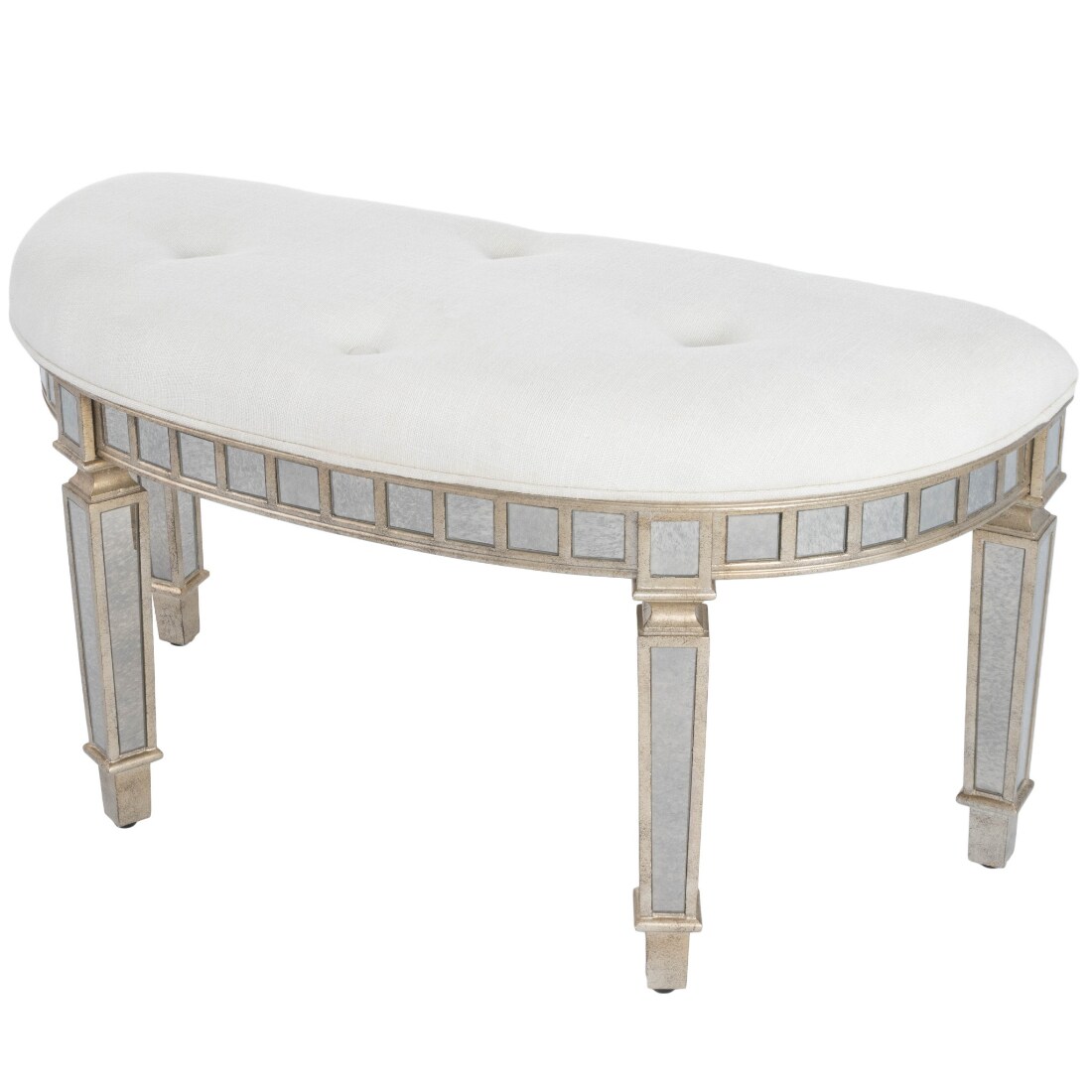HomeRoots 4000389200 Modern Mirrored Crescent Bench