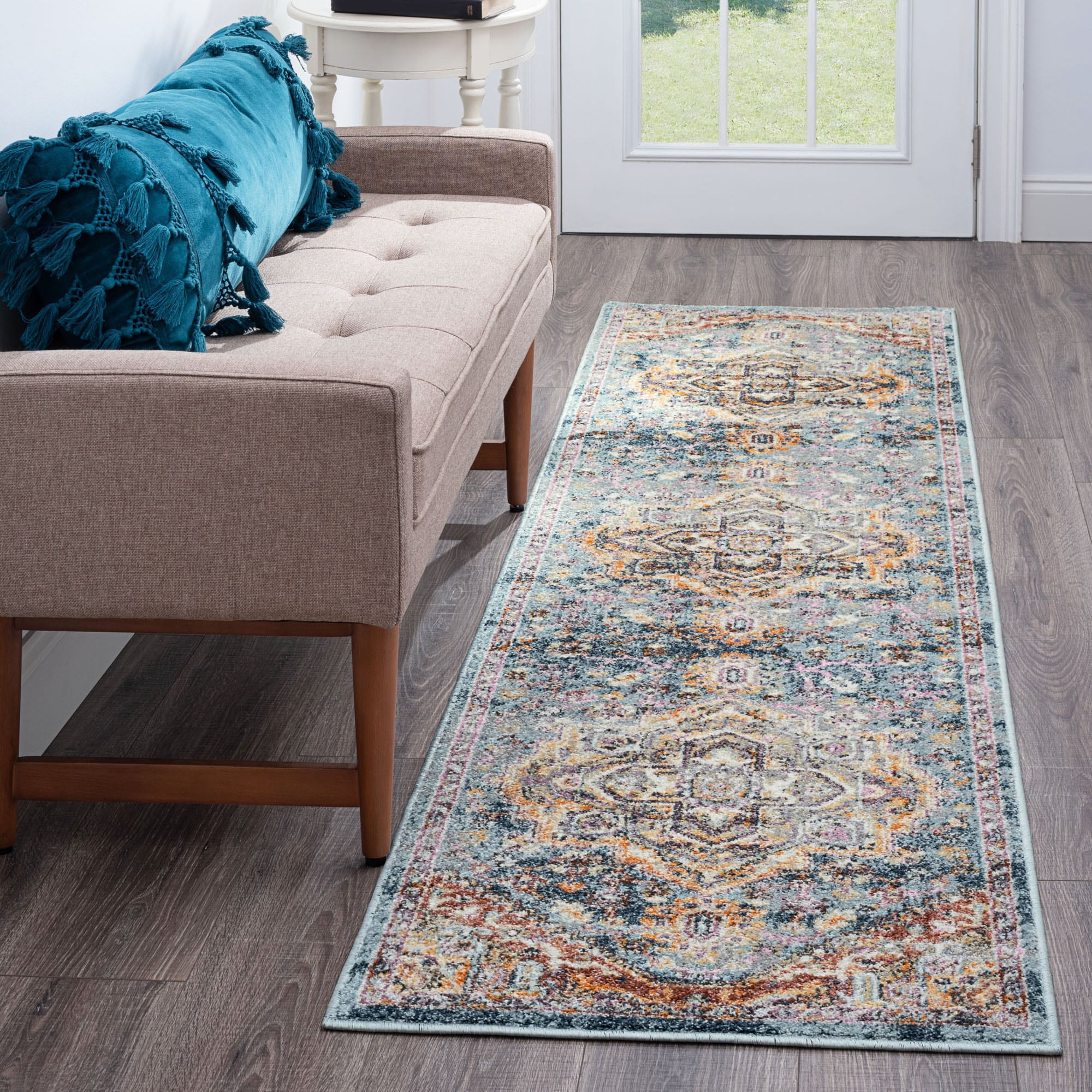 Tayse WFL4127 2X12 Wakefield 2 x 12 (ft) Loomed Polypropylene Denim/Multi Rectangular Indoor Runner rug