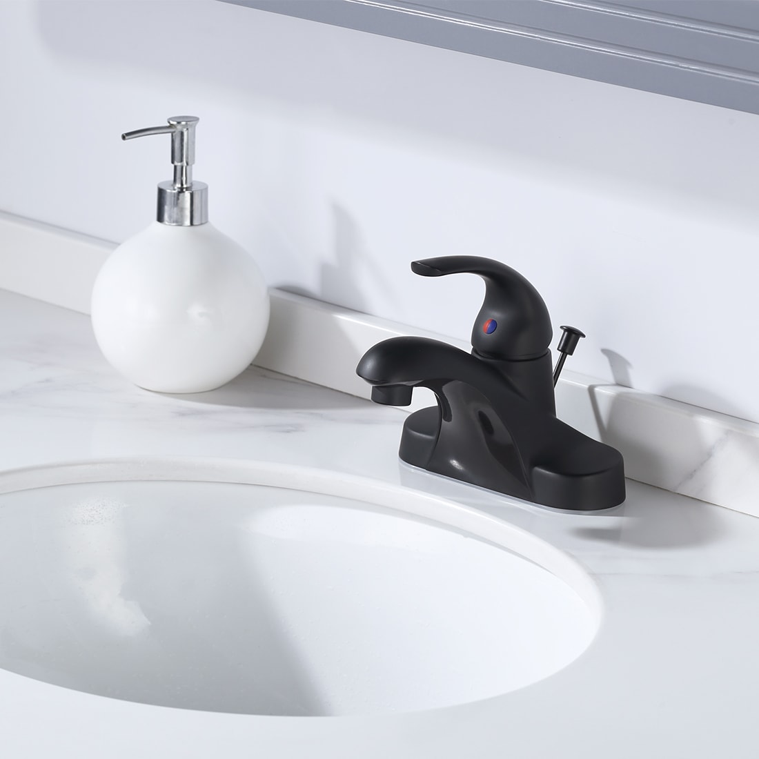 Matte Black Stainless Steel Centerset Bathroom Faucet with Lift Rod Drain