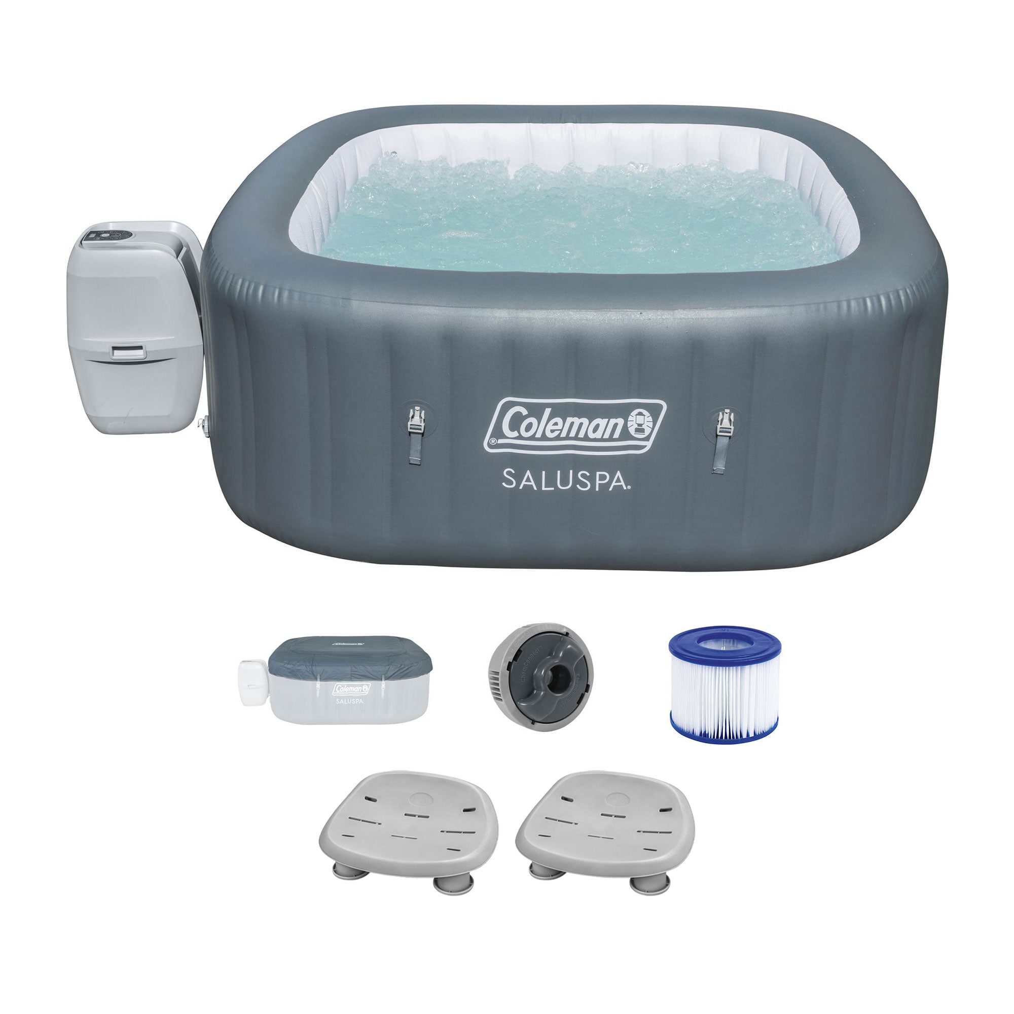 Bestway 396528 SaluSpa 140 Jet 6 -Person Inflatable Square Hot Tub (Cover Included)