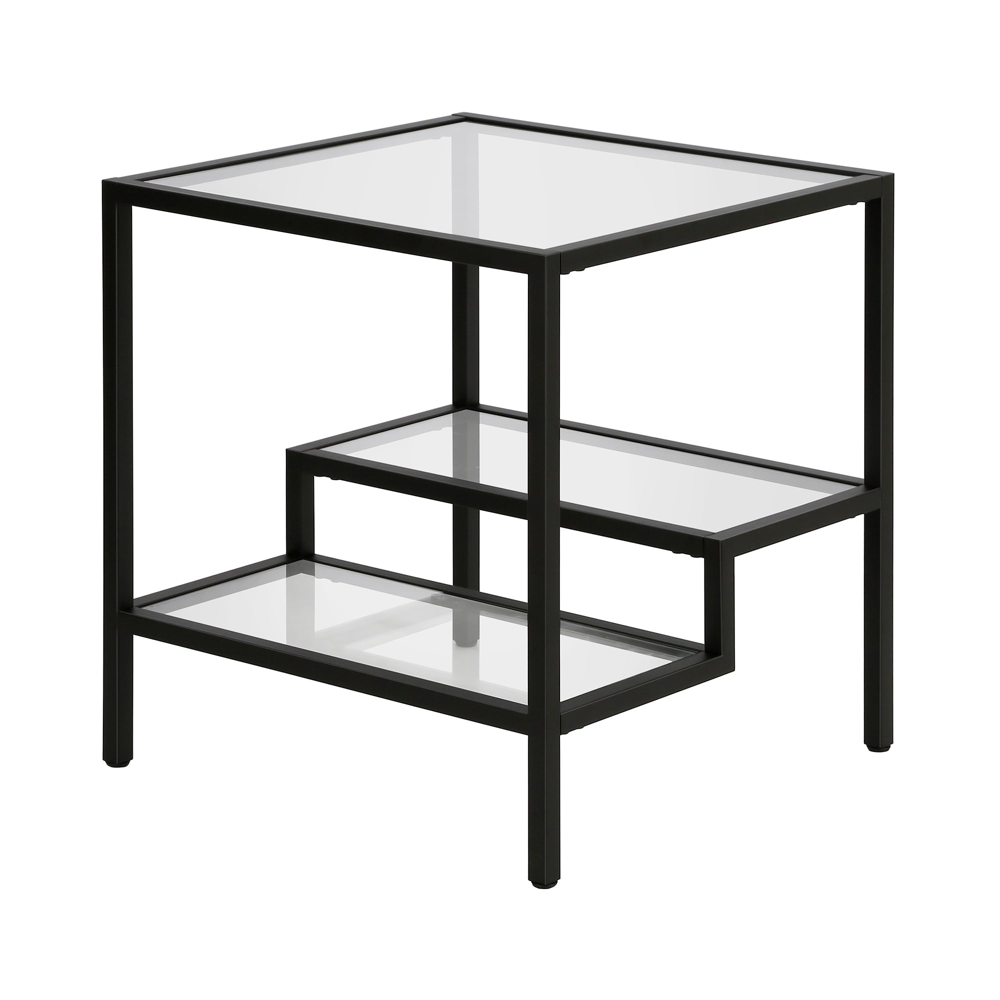 Hailey Home ST0313 Lovett 20.00-Inches W x 22-Inches H Blackened bronze Glass Square Modern End Table Assembly Required