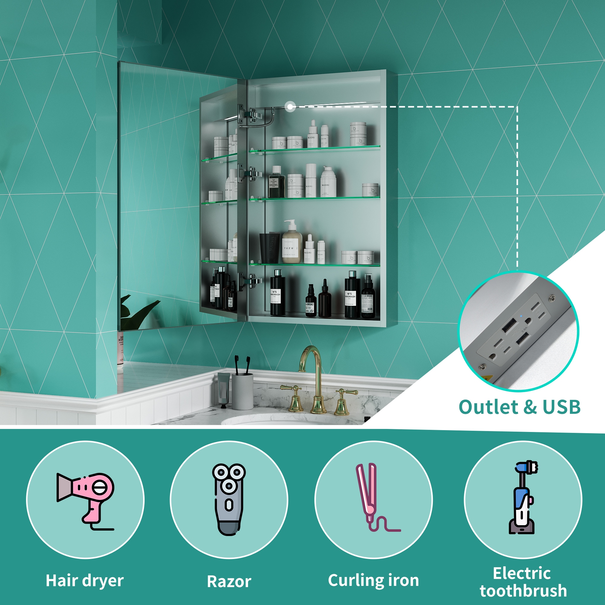 ExBrite LWSDHMC2032V4L Bathroom-Medicine-Cabinets - View #10