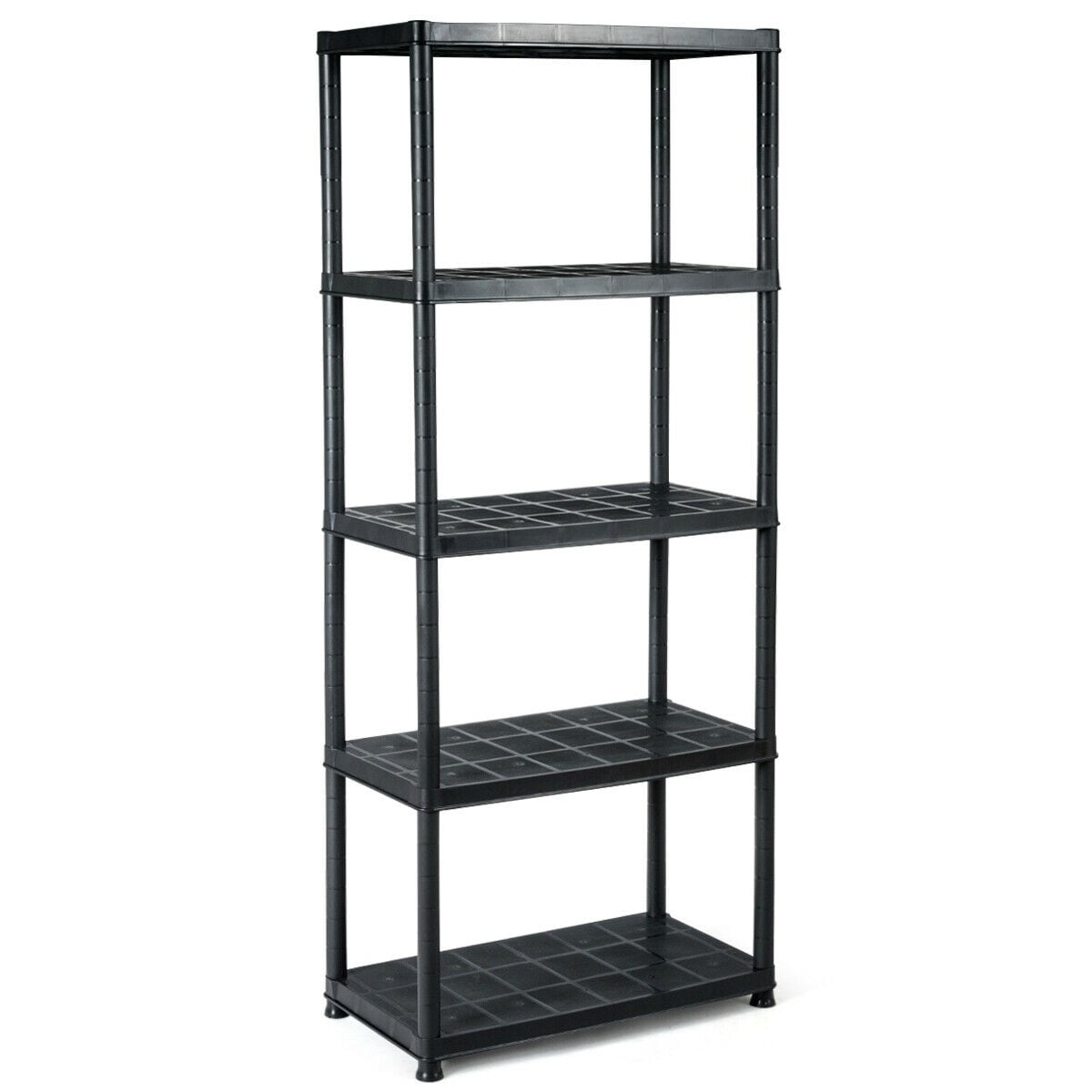 Slickblue D-CO-79926WH PP Heavy Duty 5-Tier Shelving Unit (33W x 16D x 73H) (1-Pack) Black (132 lbs Capacity Per Shelf) for Garage Home Office Patio