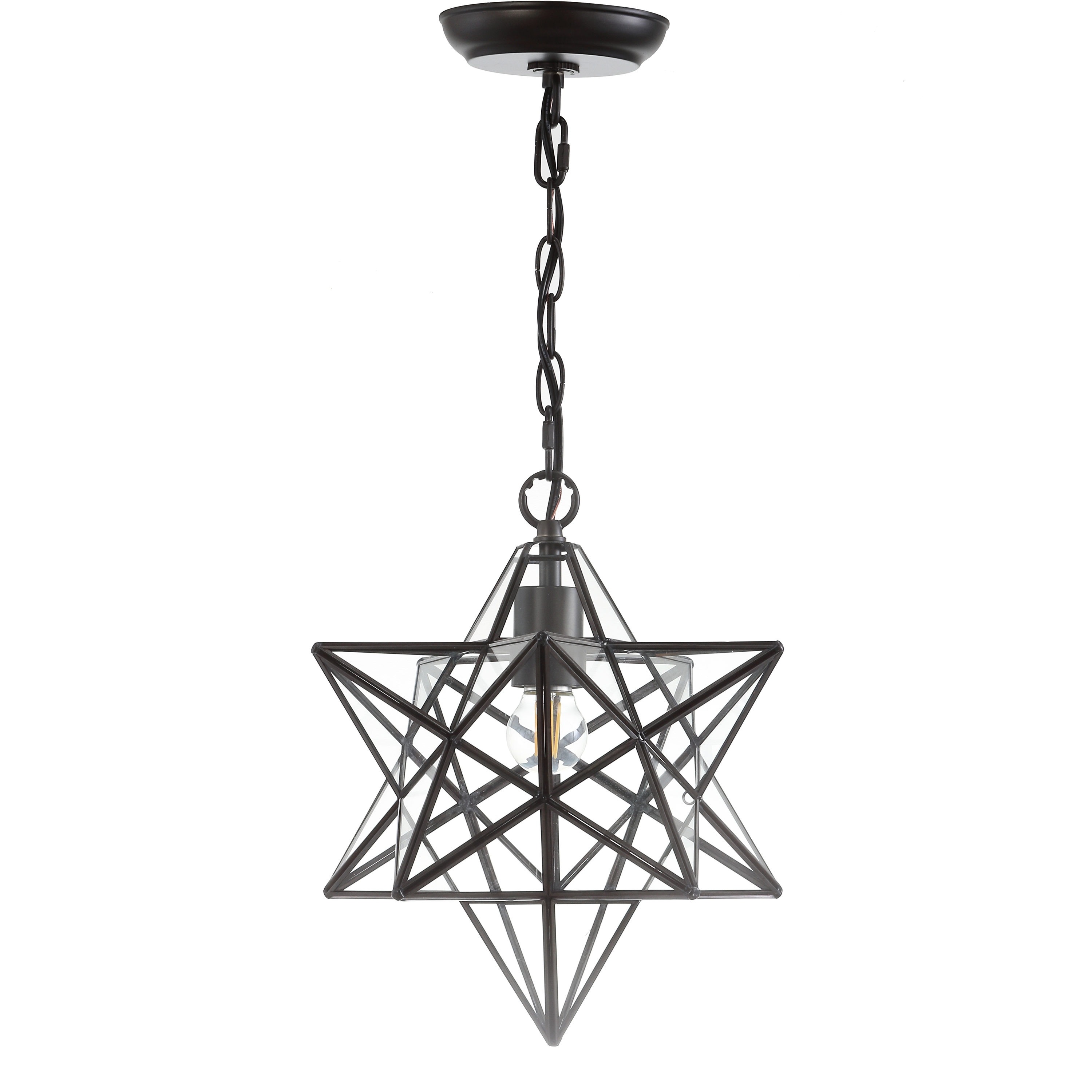 Stella 12" Oil Rubbed Bronze Star-Shaped LED Pendant with Clear Glass