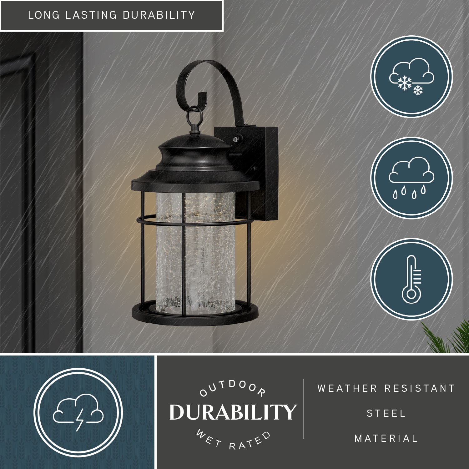 Melbourne Bronze LED Outdoor Wall Sconce with Crackled Glass