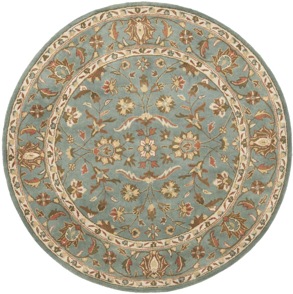 Safavieh HG969A-6R Heritage Salor 6 x 6 (ft) Tufted Wool Blue/Blue Round Indoor Floral/Botanical Oriental Area rug
