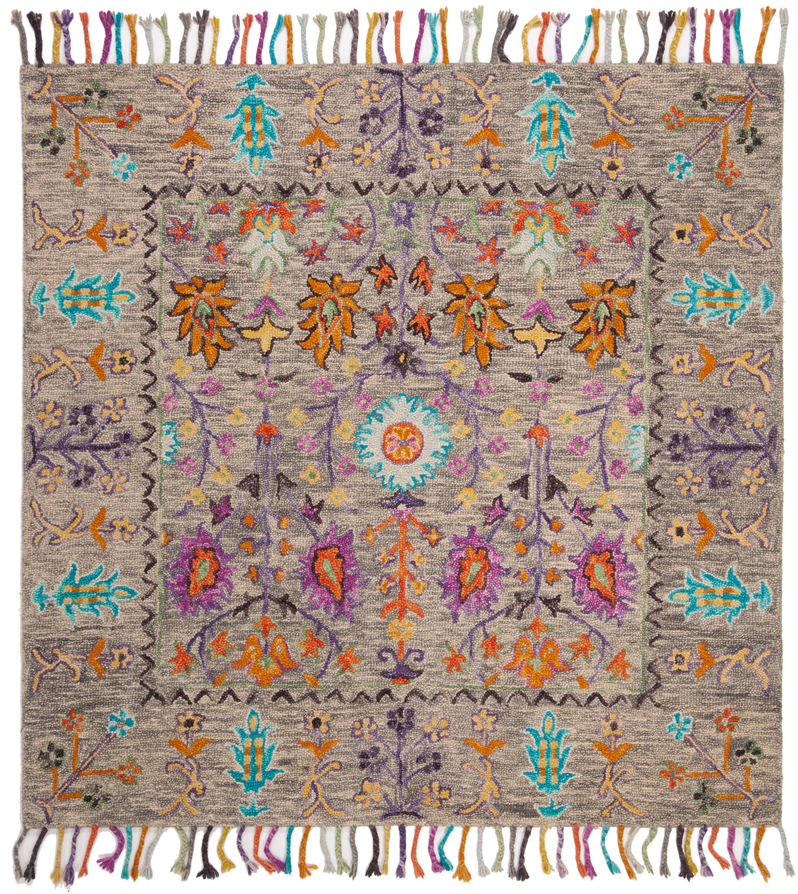 Hand-Tufted Classic Gray Wool 8' Square Area Rug
