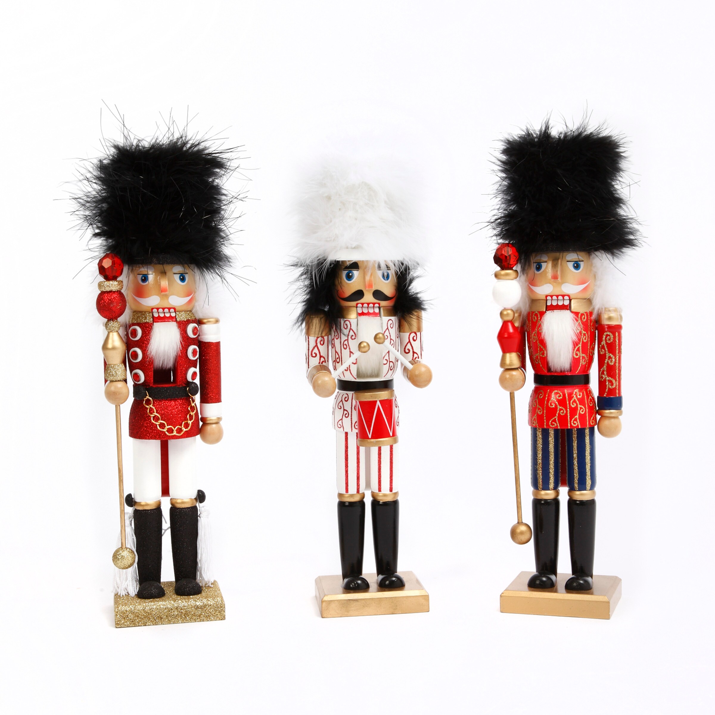 Gerson International 2429350EC 15-in Decoration Nutcracker (3-Pack) Christmas Decor