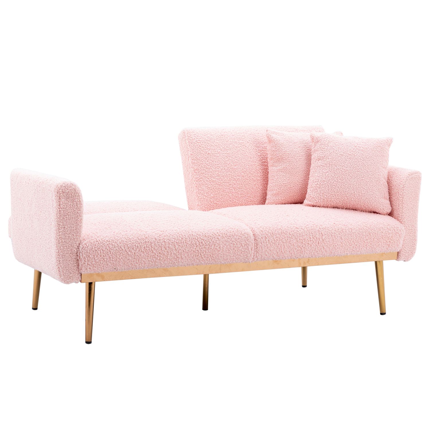 JASMODER 30.71-in Modern Pink Teddy Velvet Sofa at Lowes.com