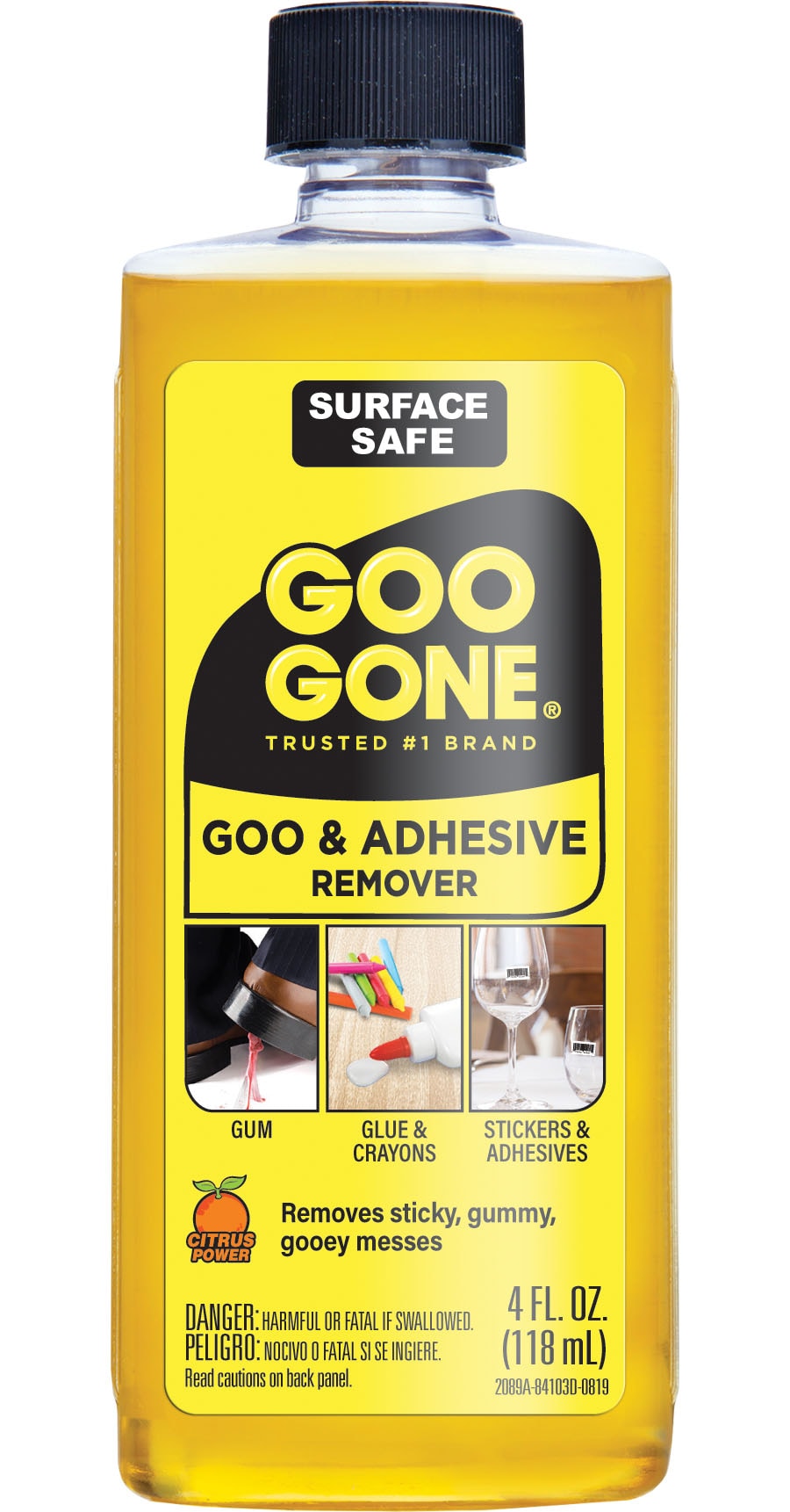 Goo Gone Adhesive Remover 4 oz - Citrus Power Liquid Pour Bottle - Removes  Grease, Stickers, Tar, Gum, Crayon and Tape - Home, Shop, Car, Garage in  the Adhesive Removers department at