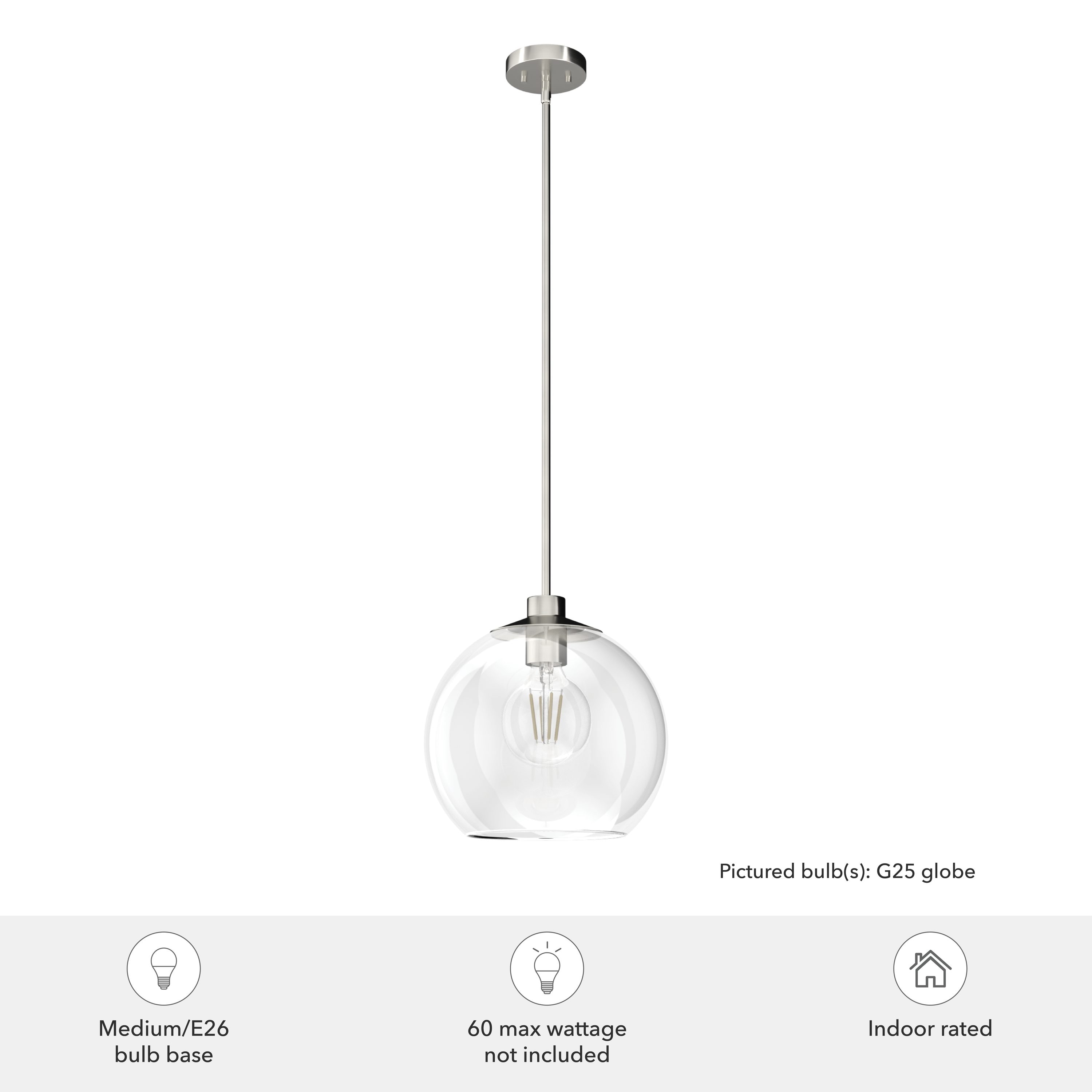Hunter Xidane Brushed Nickel 14" Globe Pendant Light