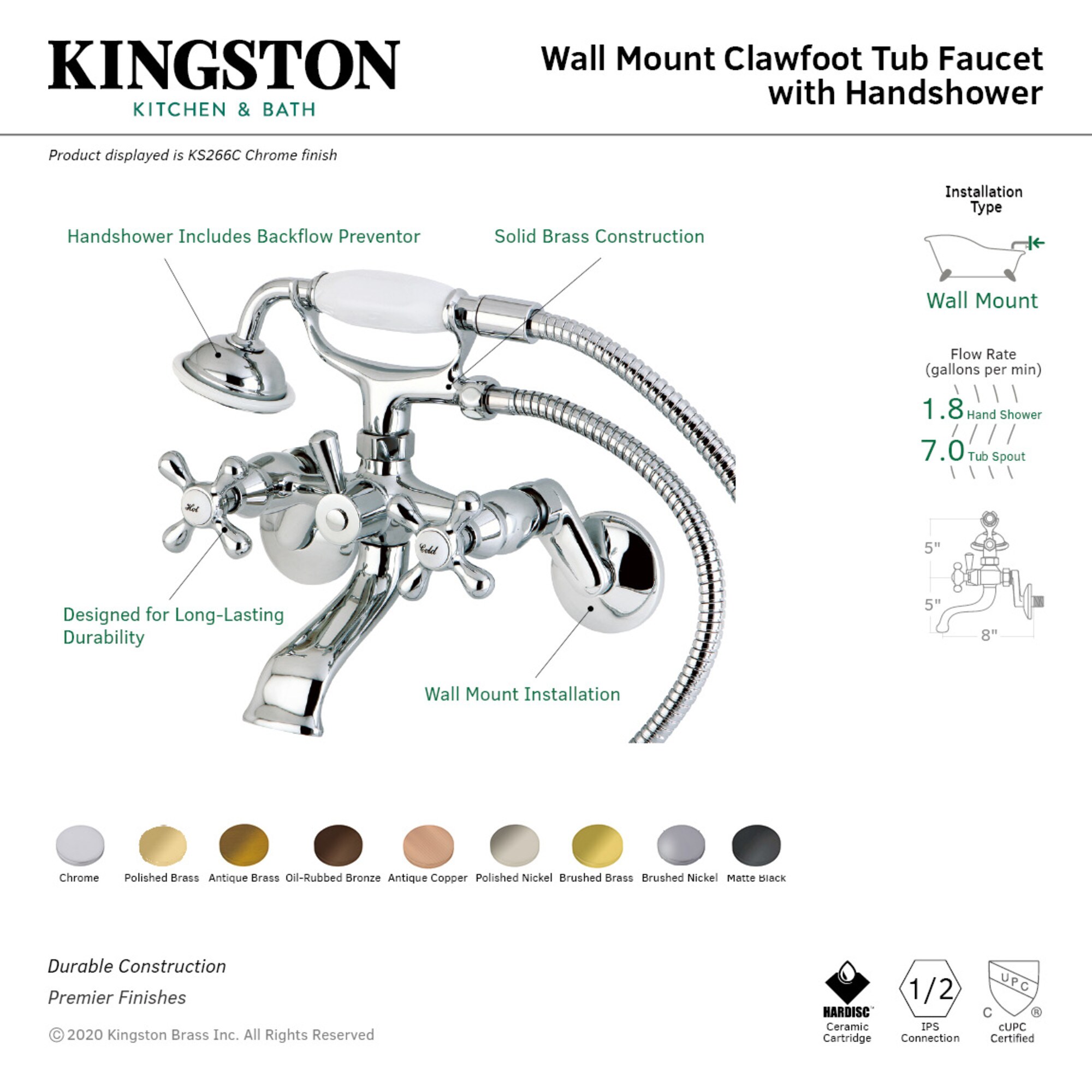 Kingston Brass WLKS266SB Roman-Tub-Faucets - View #3