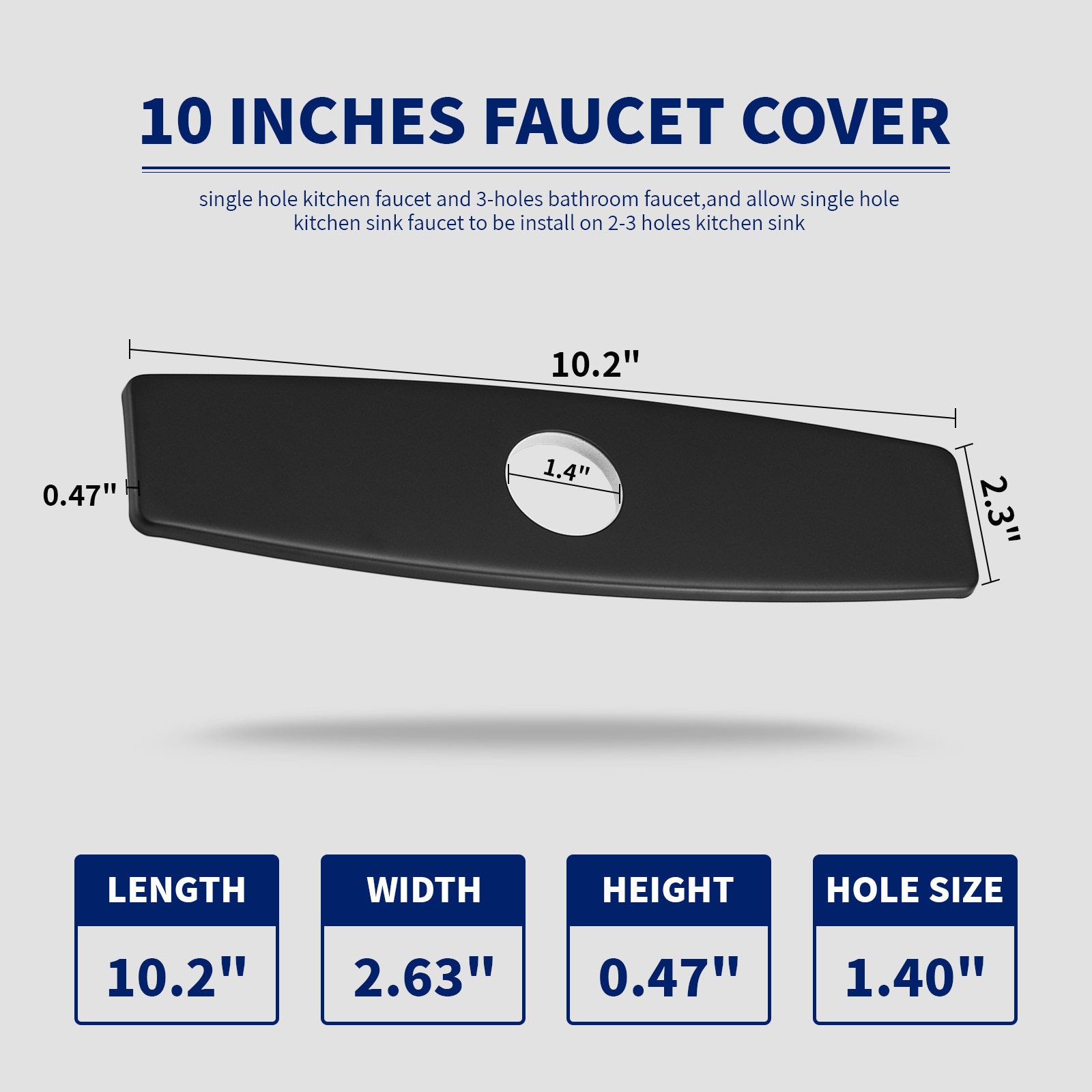 BWE Sink Hole Cover 10 Inch Deck Plate for Black Bathroom or Kitchen Sink Faucet 1 or 3 Hole Escutcheons Stainless Steel Vessel Vanity Sink Matte Black Faucet Cover Oval