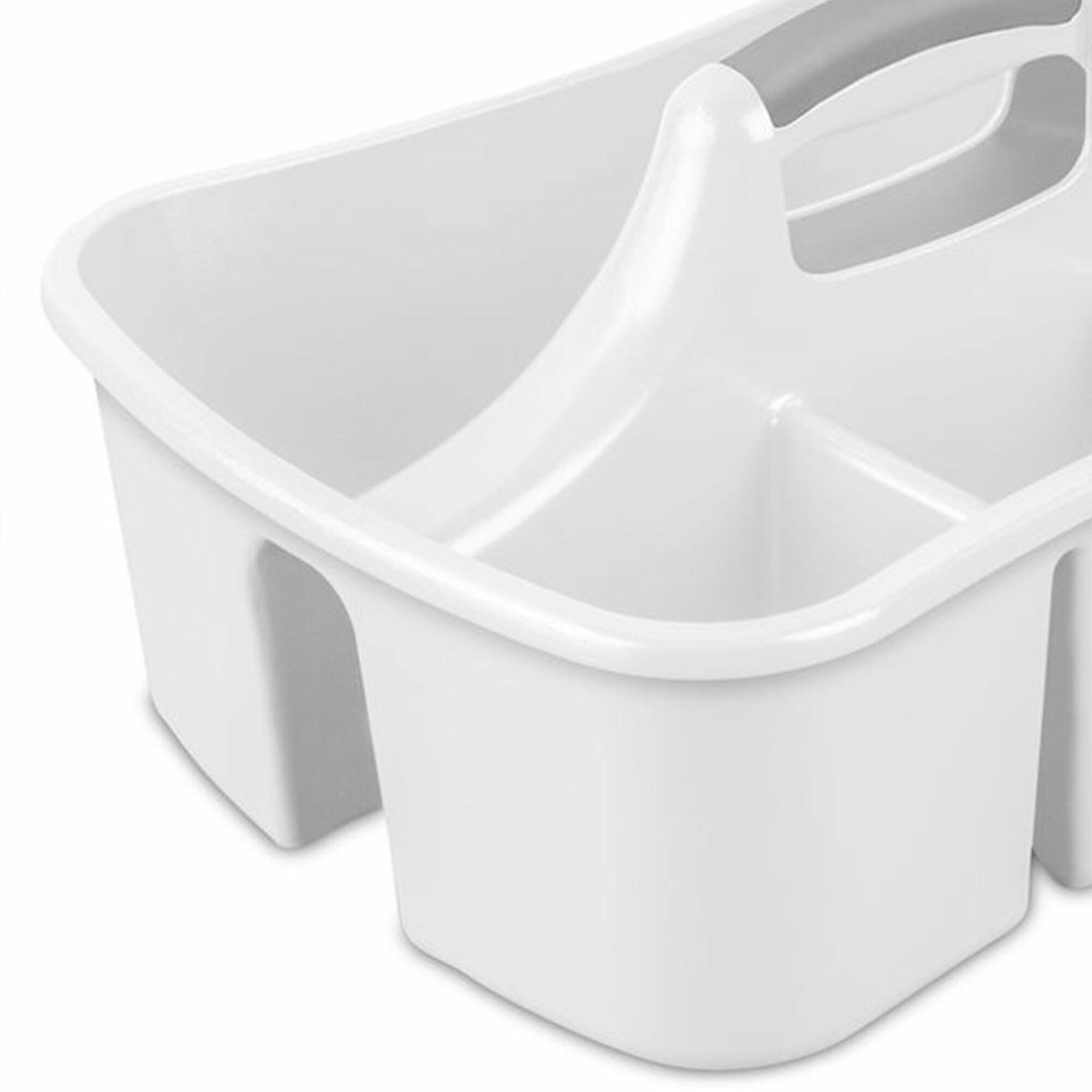 Sterilite Divided Storage Ultra Caddy with 4 Compartments, White (6 Pack)