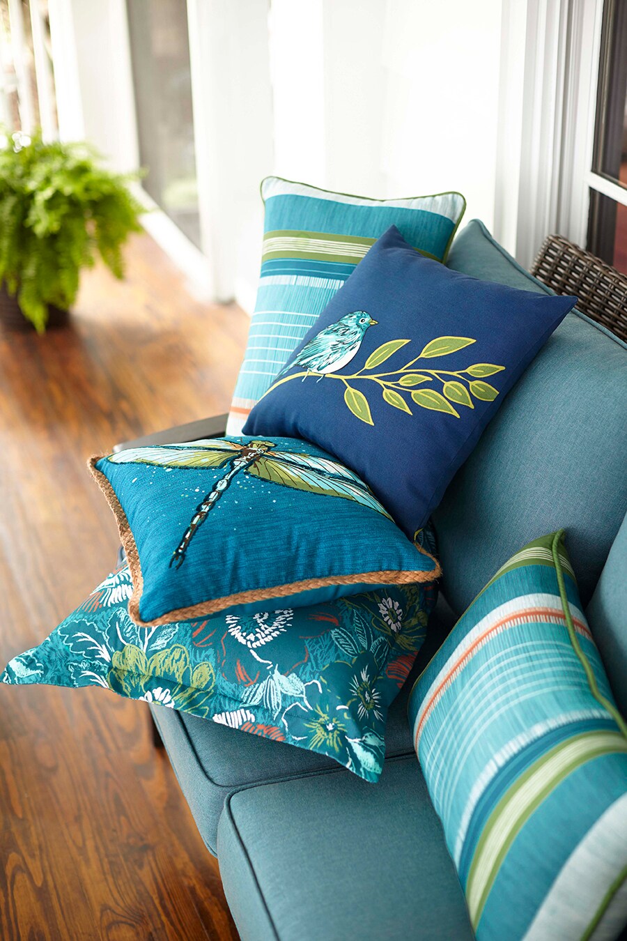 allen + roth Floral Dusty Blue Square Throw Pillow in the Outdoor  Decorative Pillows department at