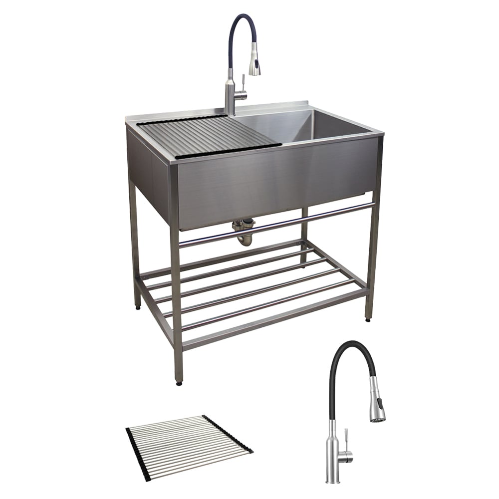 Transolid TFH-3622-SS 22-in 1 Freestanding Laundry sink with Drain with Faucet