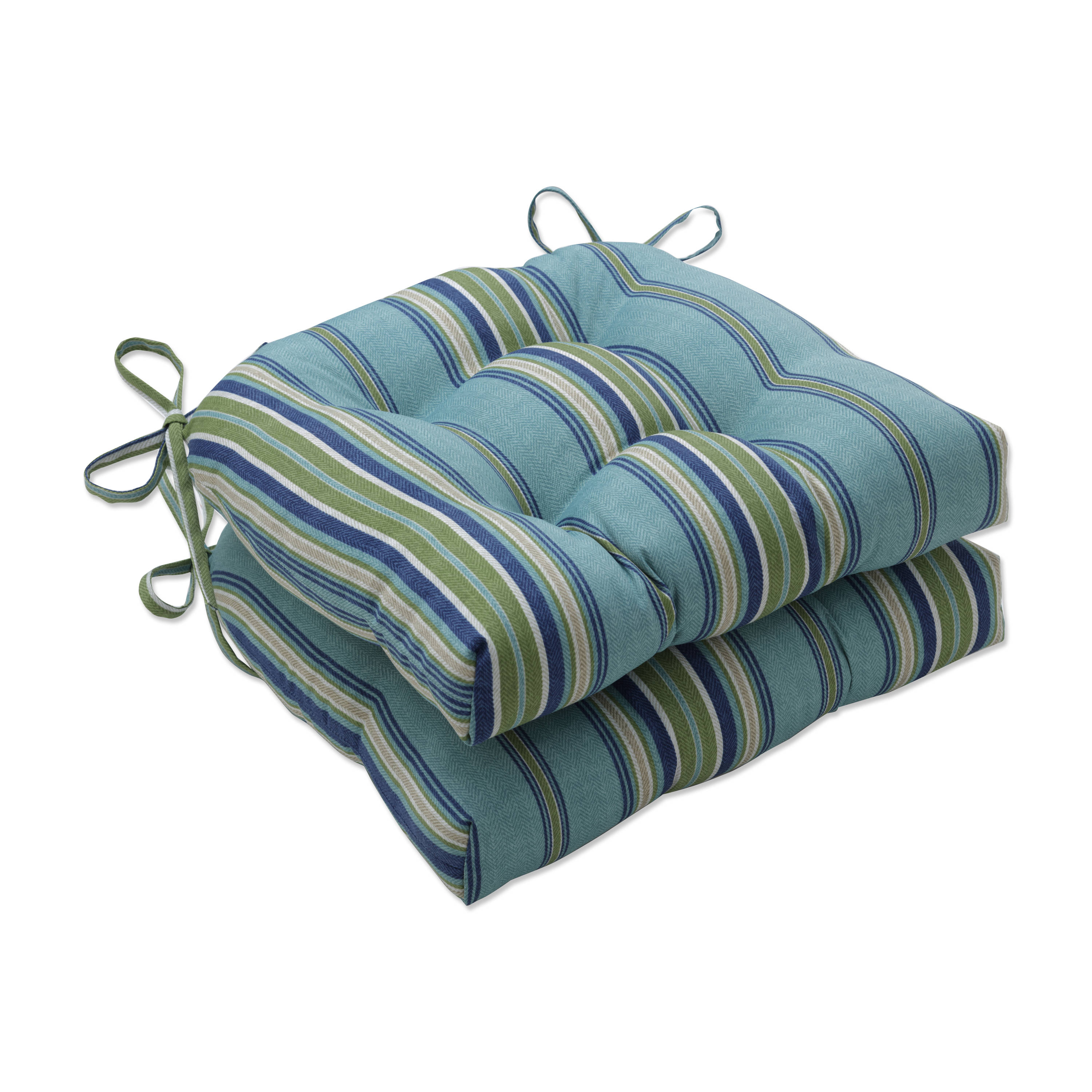 Pillow Perfect 683935 15.5-in x 16-in 2-Piece Blue Patio Chair Cushion