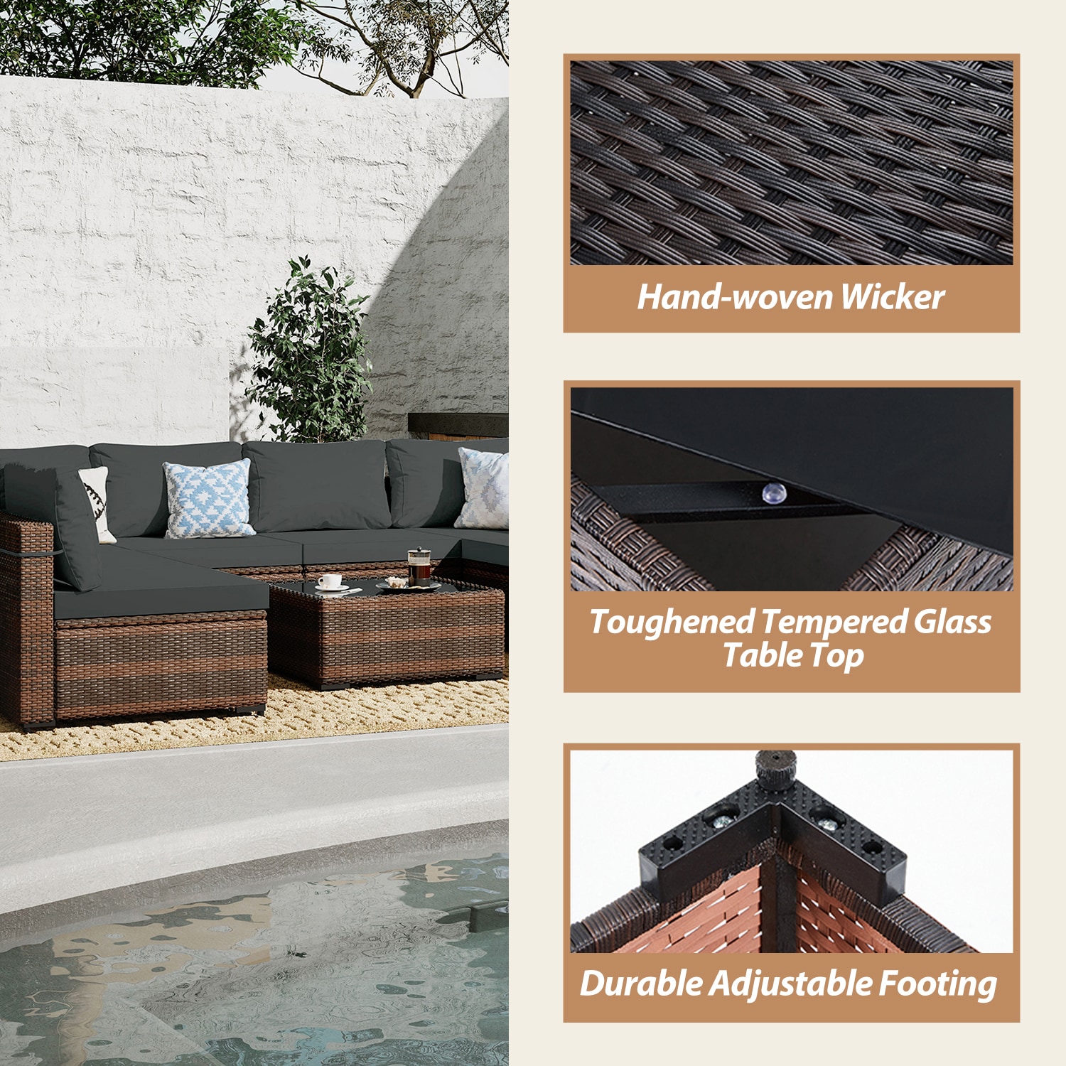 UPHA TBBE-AB2C-DGRAY Patio-Conversation-Sets - View #4