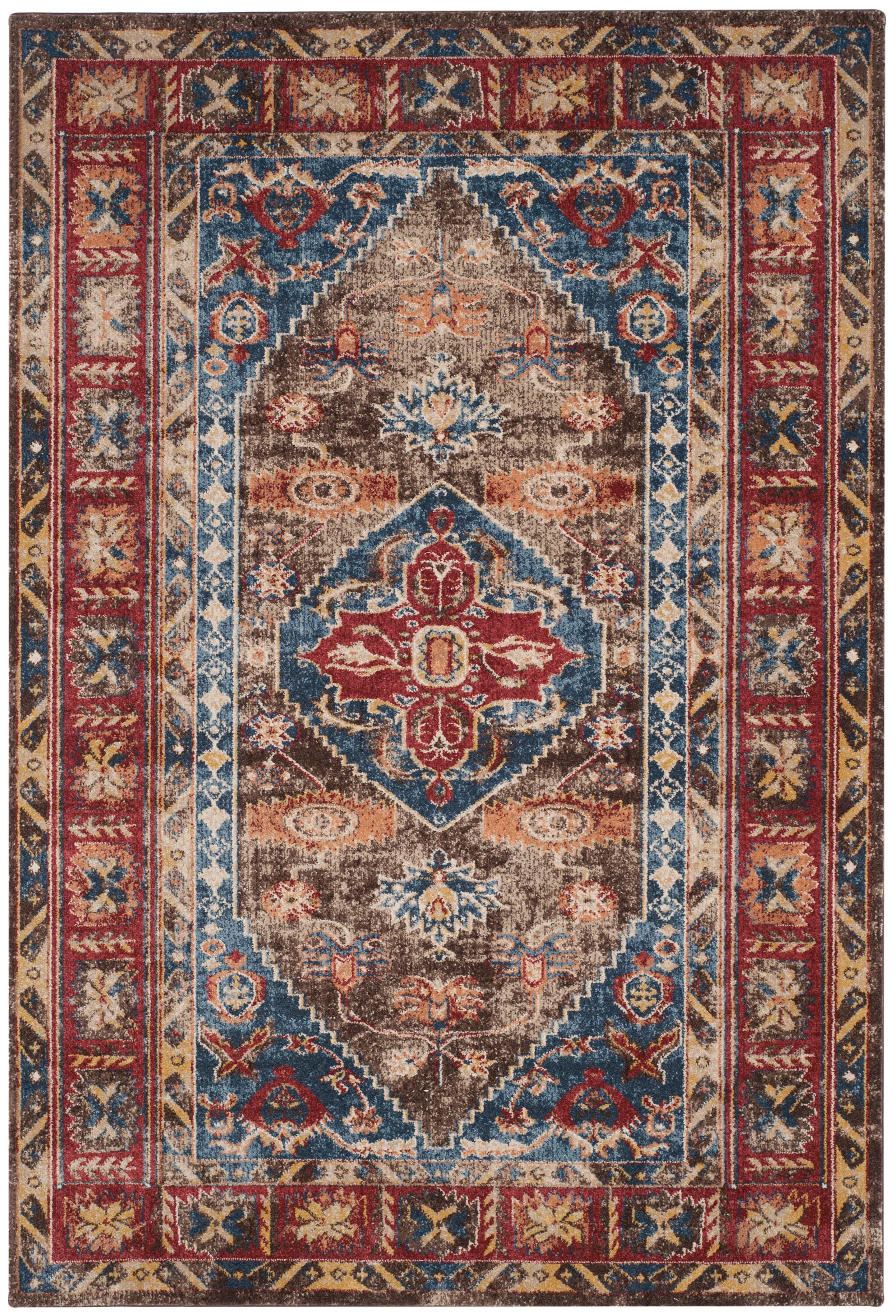 Bijar 4' x 6' Blue and Brown Wool Area Rug