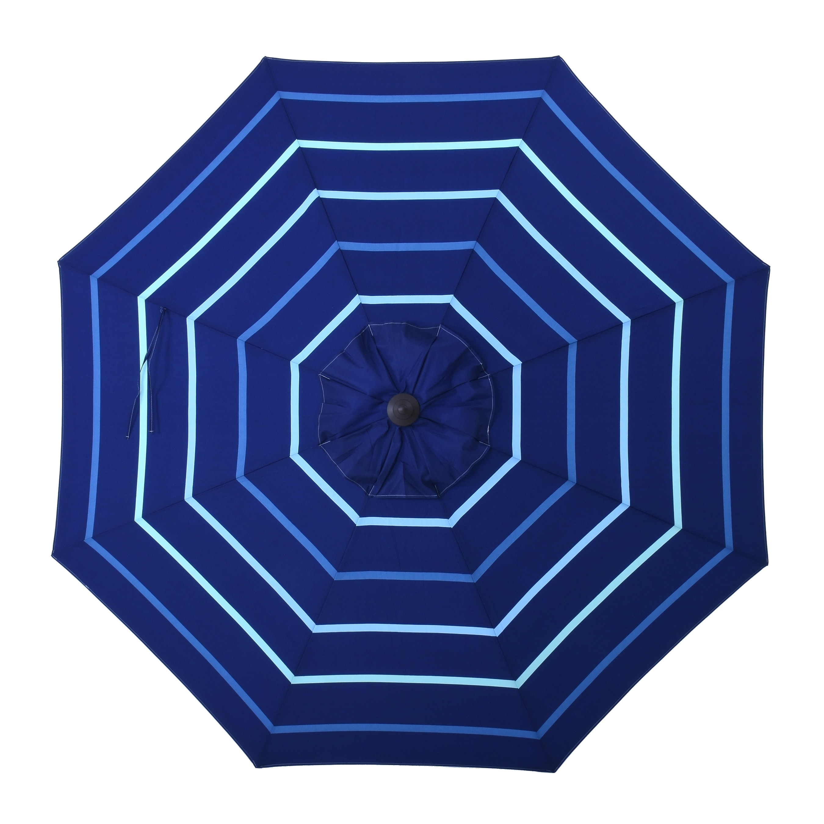 allen + roth 9-ft Aluminum Blue Stripe Auto-tilt Market Patio Umbrella ...