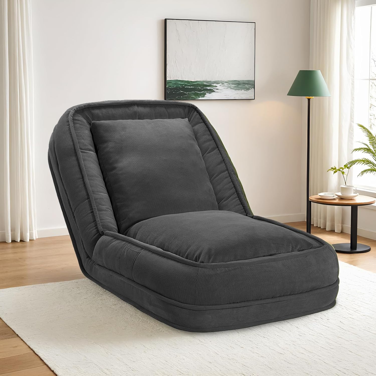 Likimio V0RHA6PKXXJYKASQ 39-in W Solid Back Upgraded Foldable Lazy Sofa Bed with 5 Adjustable Positions