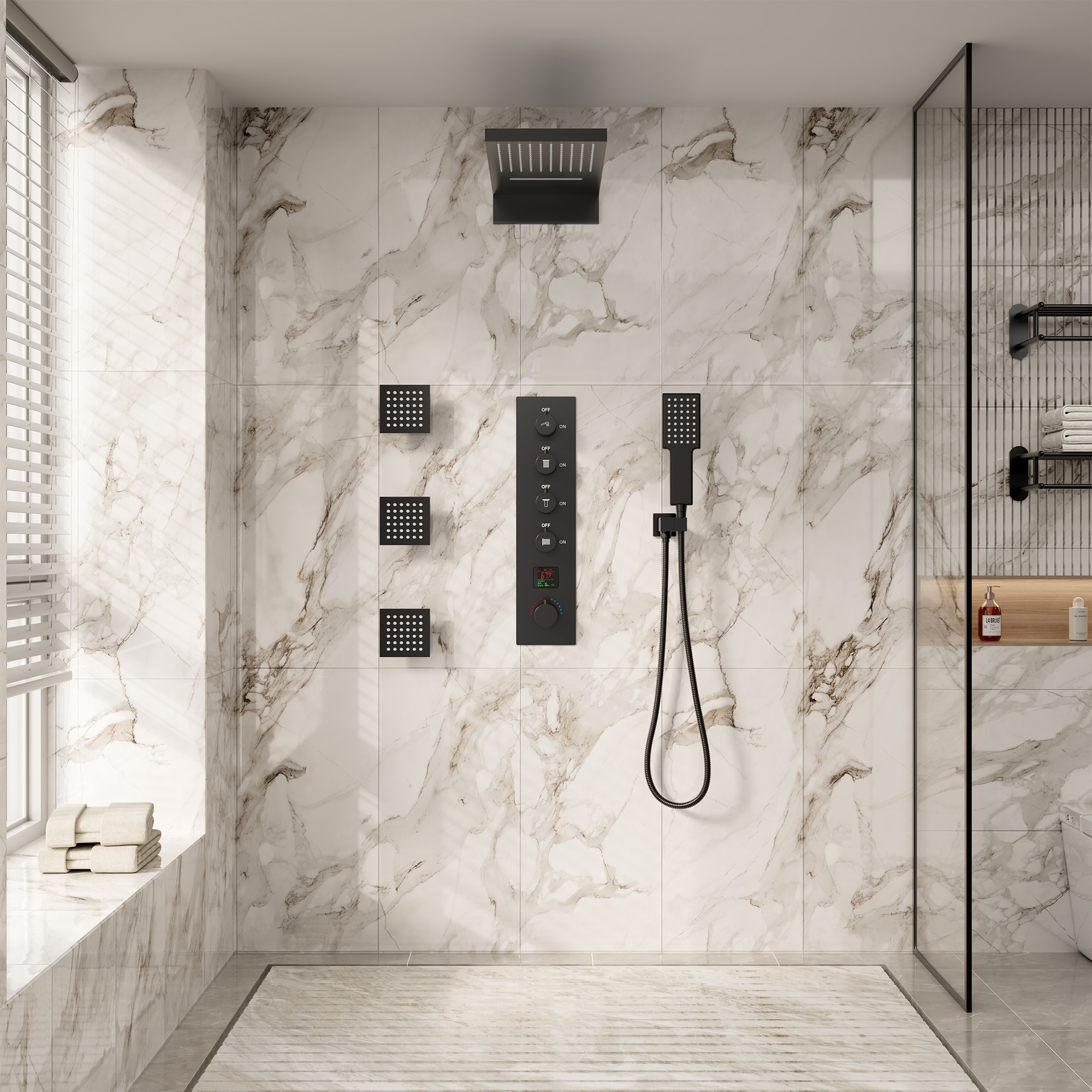 CASAINC KCHS0021-LEDBN Showerhead-Bar-Panels - View #2