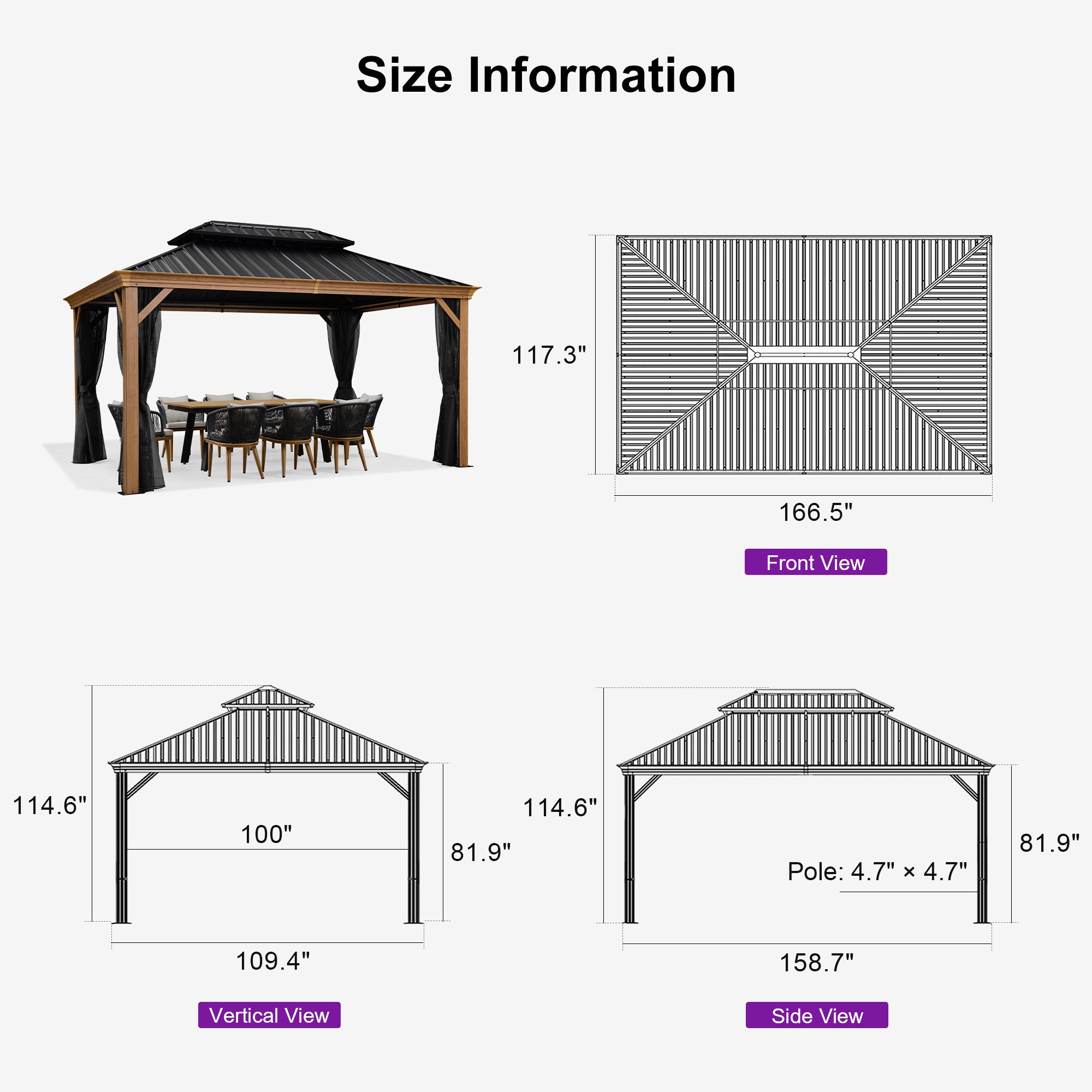 PURPLE LEAF LS06WHTG1014 Wood-Resin-Gazebos - View #13