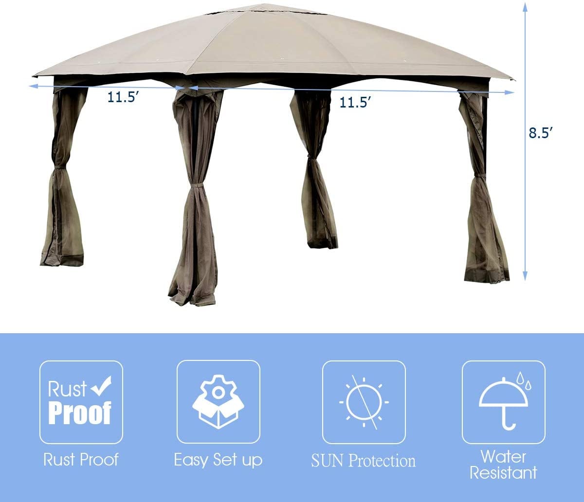 WELLFOR LWAROP75 Wood-Resin-Gazebos - View #8