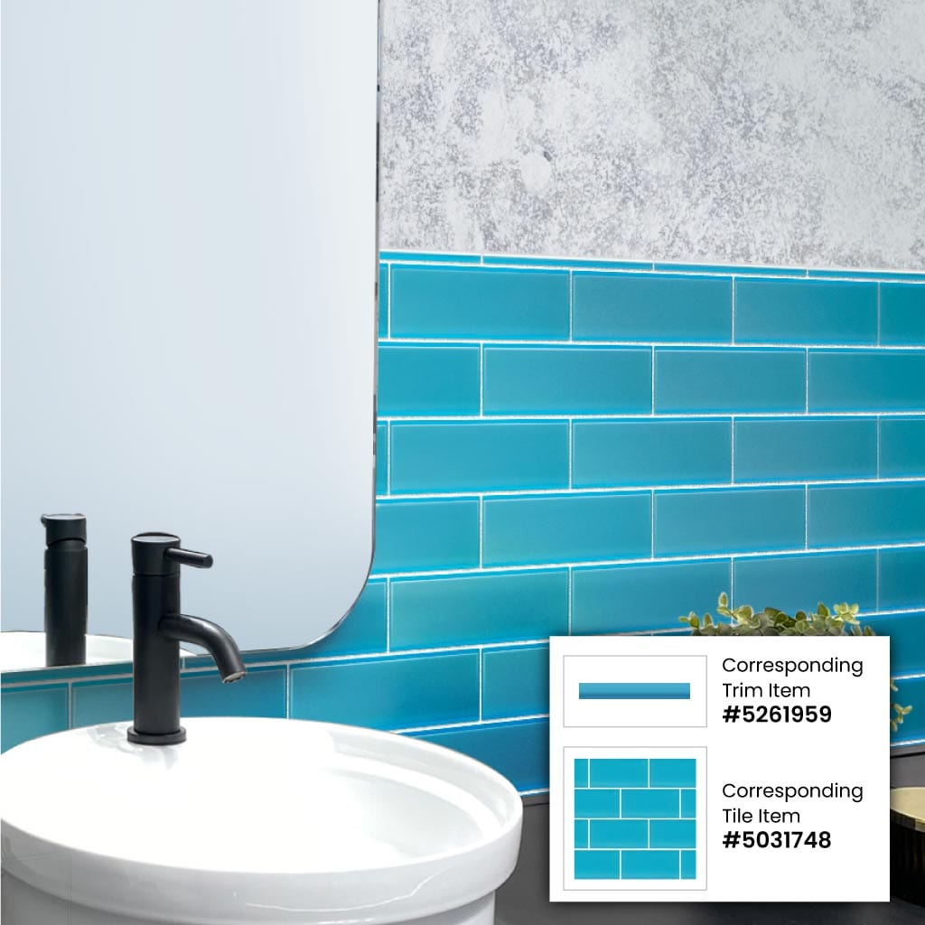 Apollo Tile Colorway Cerulean Blue 3 In X 6 In Matte Glass Brick Subway