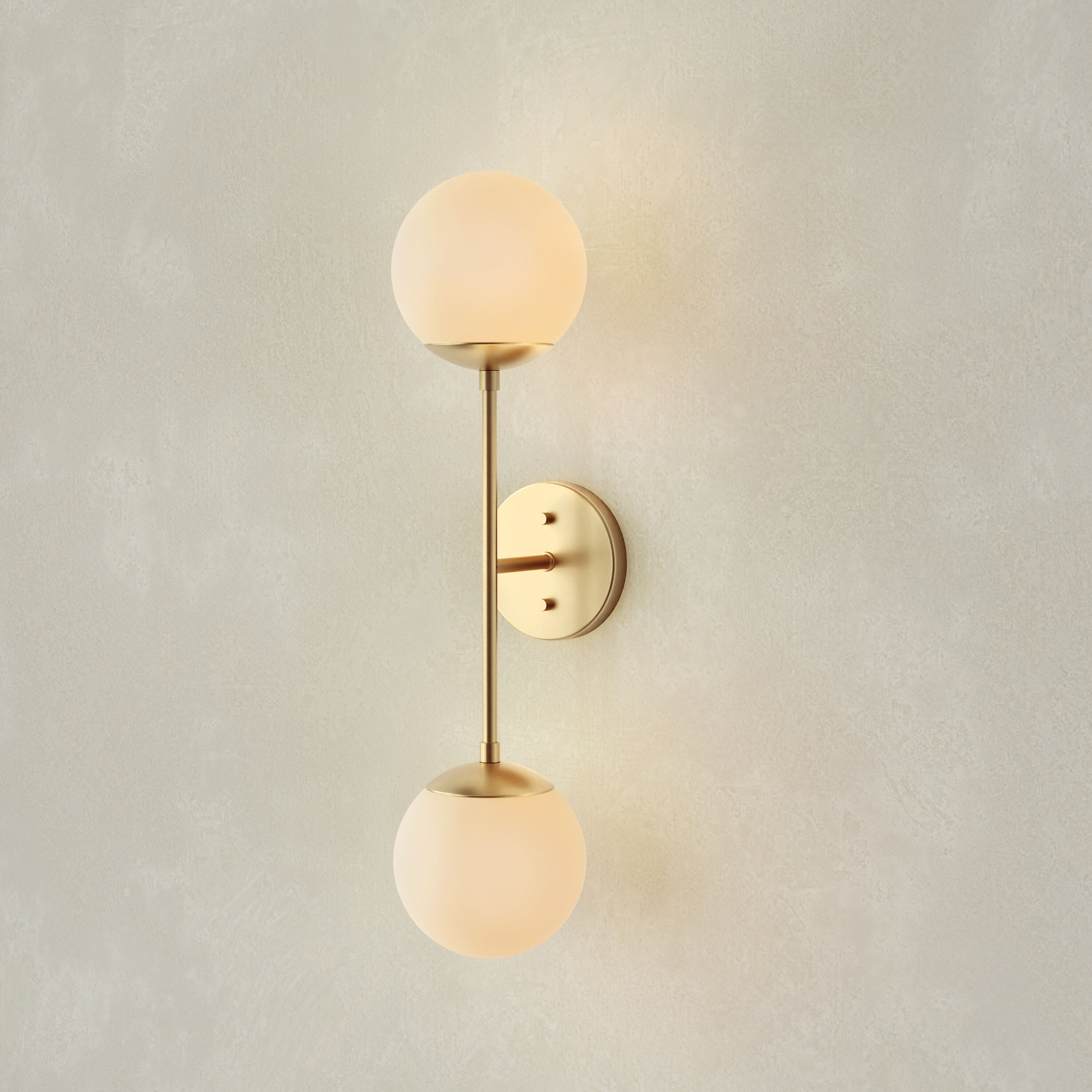 Progress Lighting P710130-109 Haas 5.87-in W 2 -Light Brushed Gold Mid-century Wall Sconce