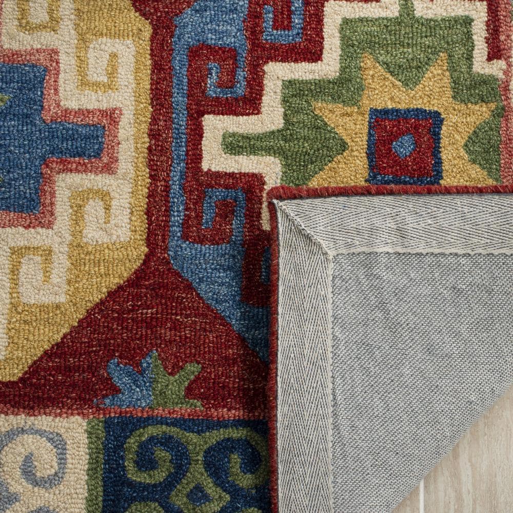 Handmade Tufted Blue Wool Blend Reversible Area Rug 59"x84"