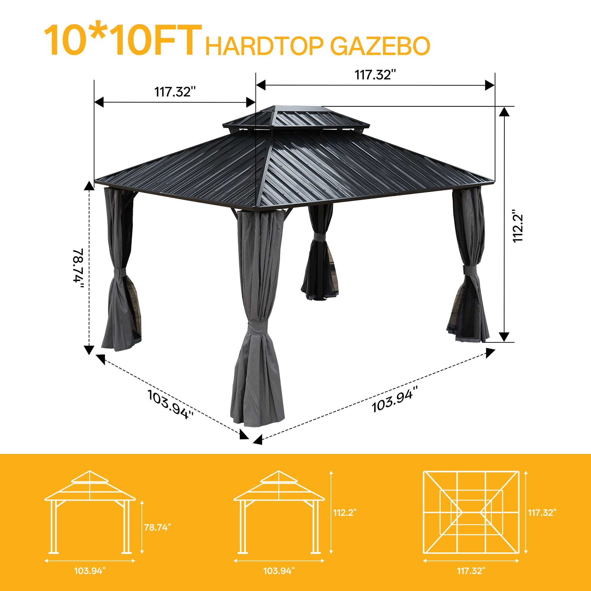 SINOFURN SYE350003GY Wood-Resin-Gazebos - View #5