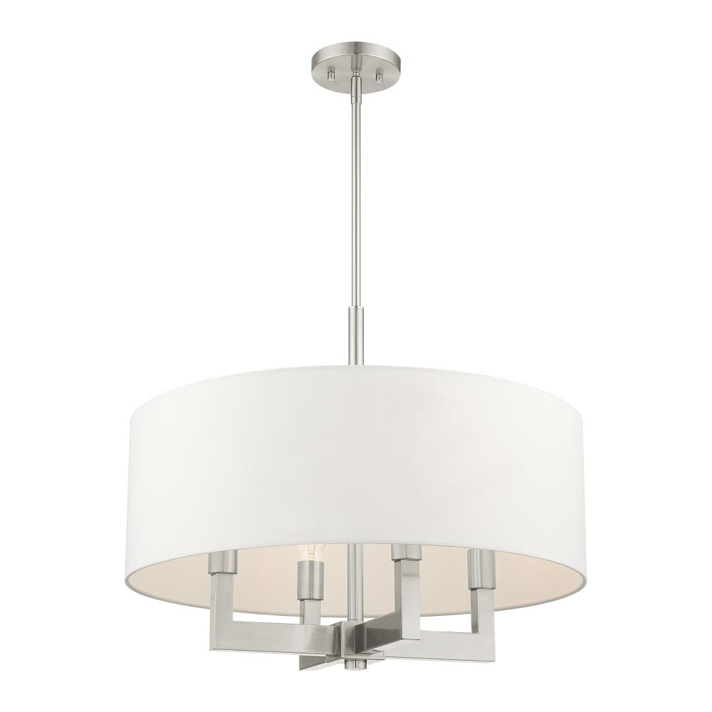 Cresthaven 4-Light Brushed Nickel Chandelier with Off-White Fabric Shade