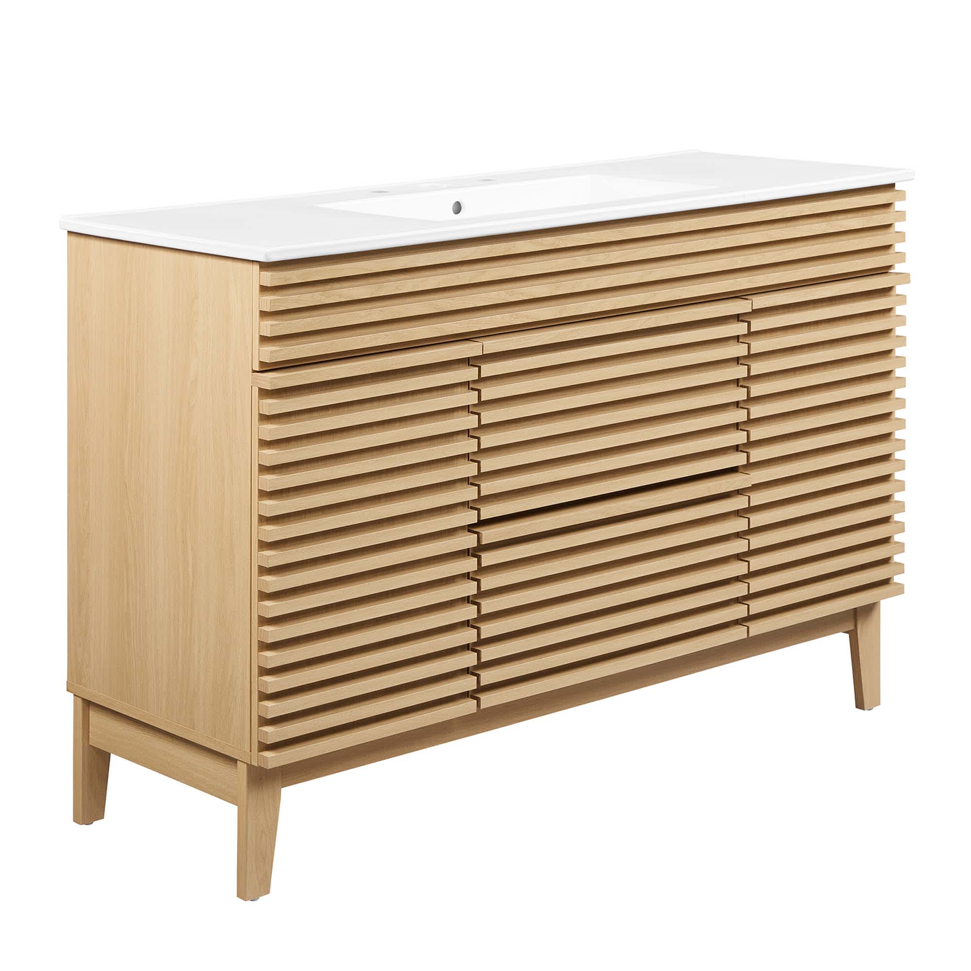 Modway  Render 48-in Single Sink Bathroom Vanity in Oak White